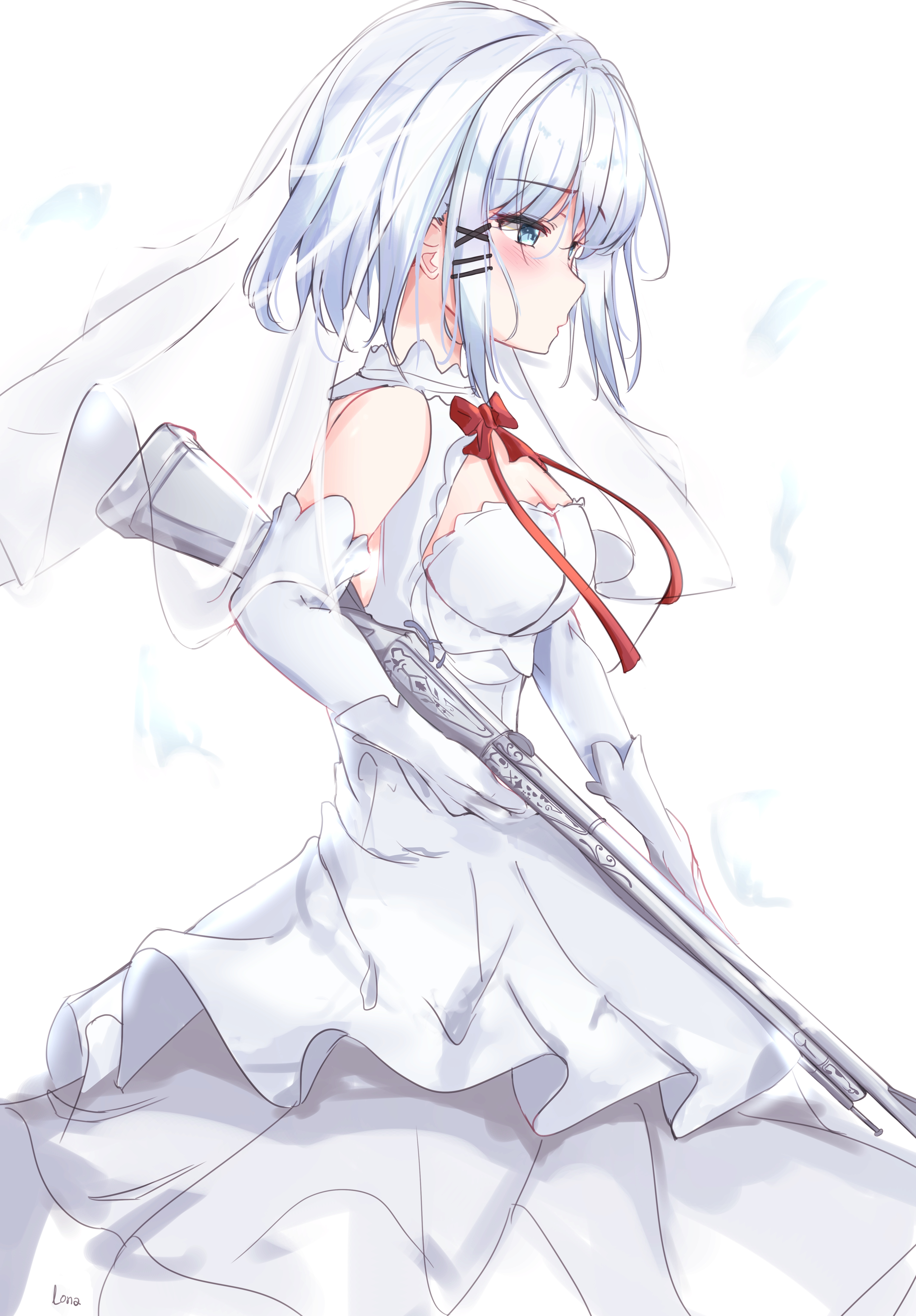 Siesta in a wedding dress holding a gun HD Phone Wallpaper