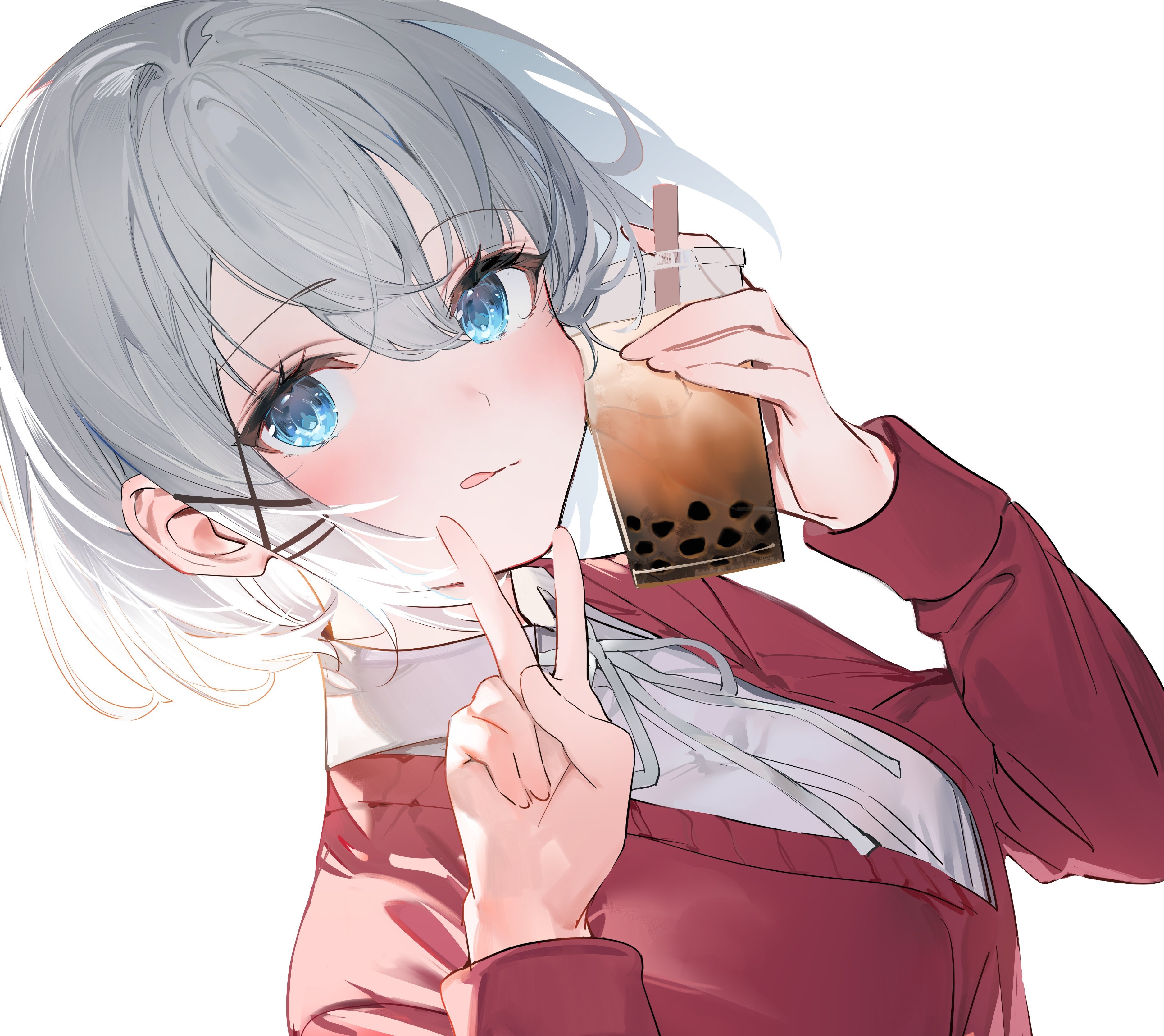 Siesta from Tantei Wa Mou Shindeiru holding bubble tea HD Wallpaper