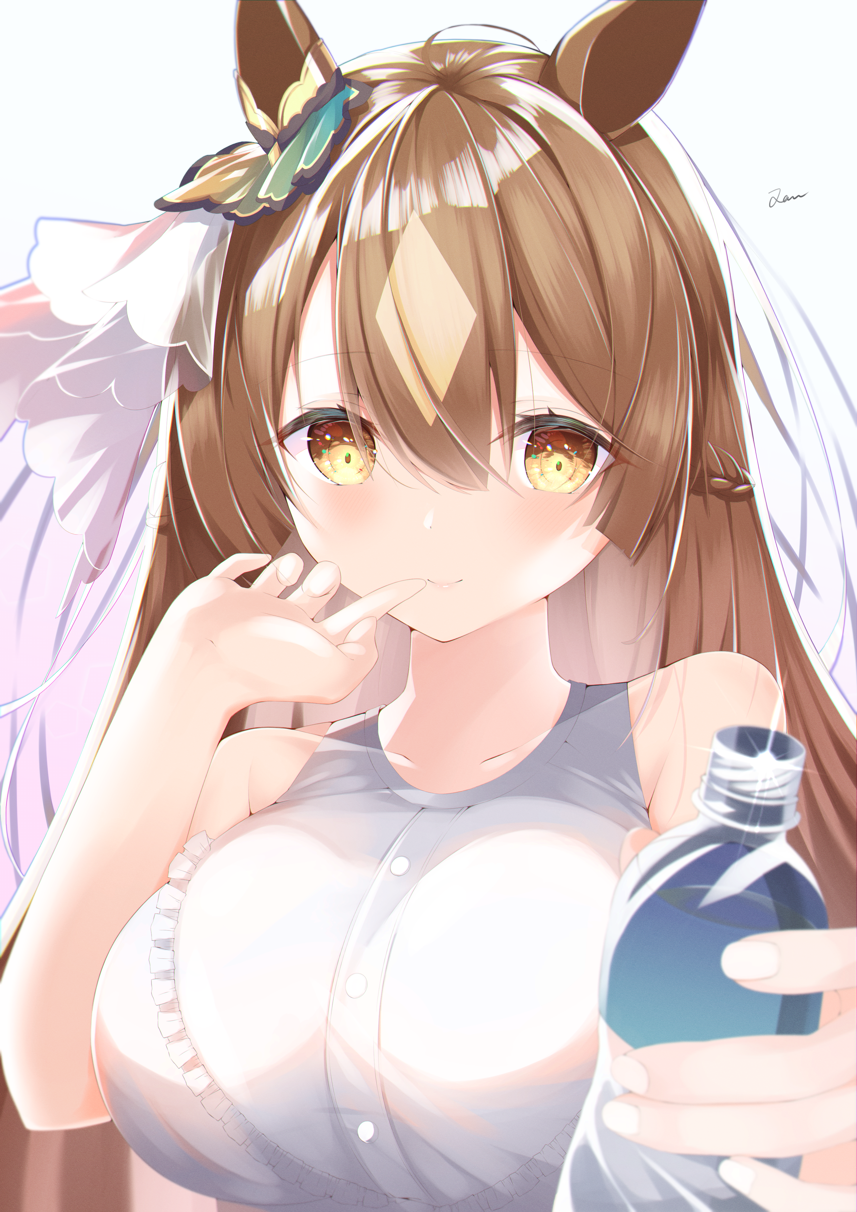 Satono Diamond from Uma Musume Pretty Derby holding a bottle HD Phone Wallpaper