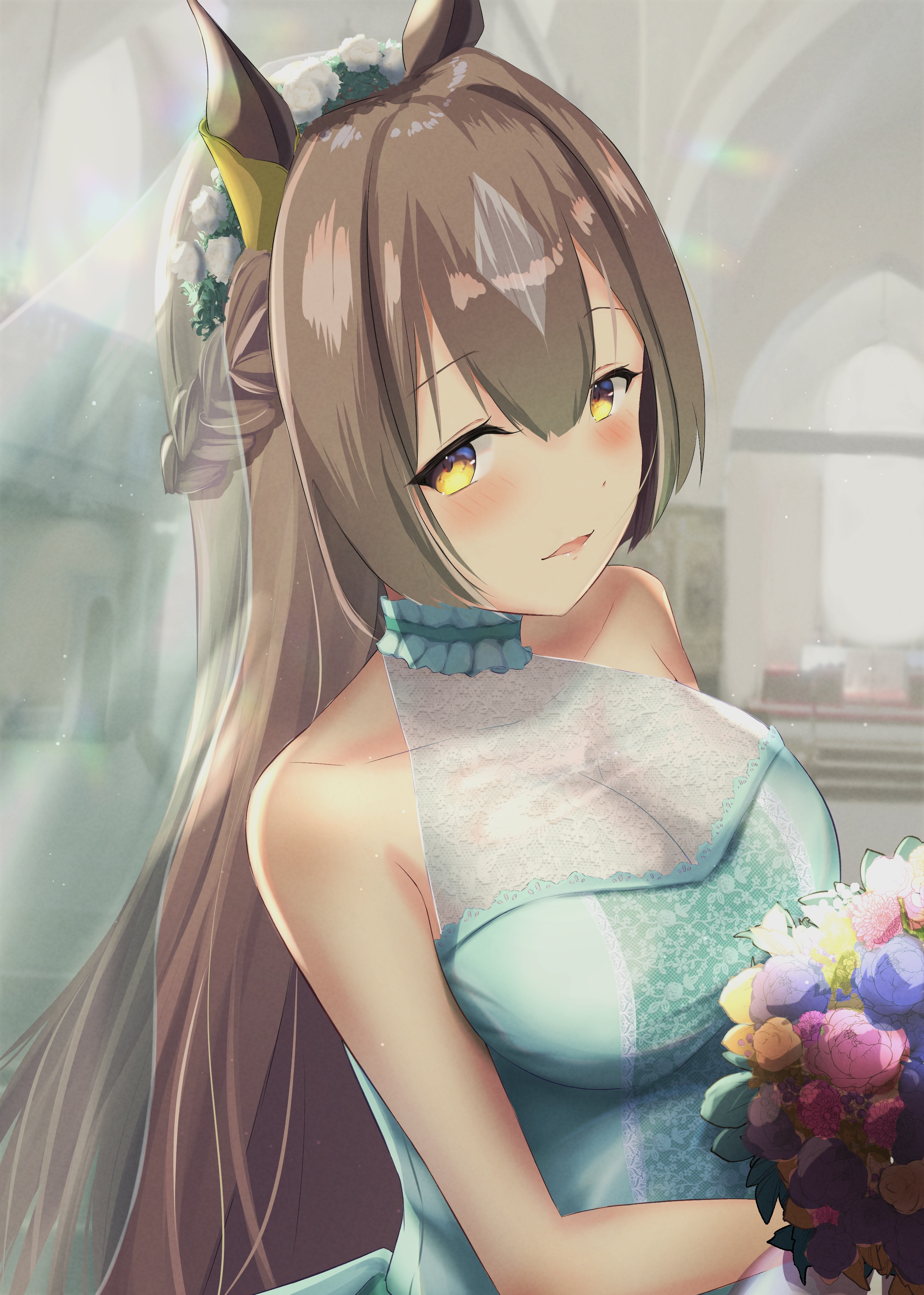 Satono Diamond in a wedding dress with flowers HD Phone Wallpaper