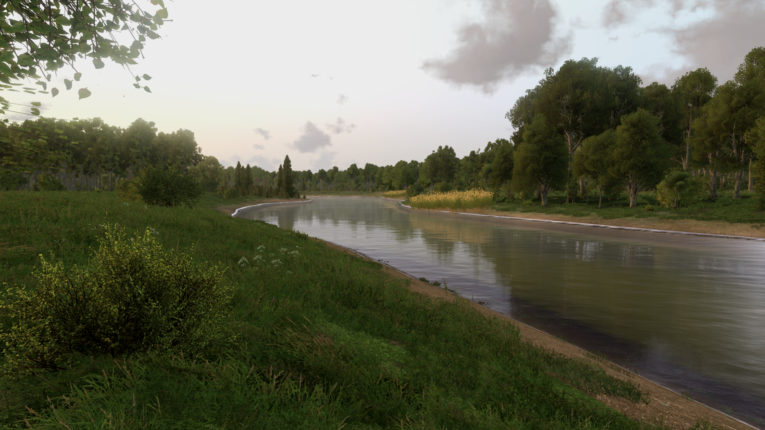 River landscape with trees and grass in Arma 3 HD Wallpaper