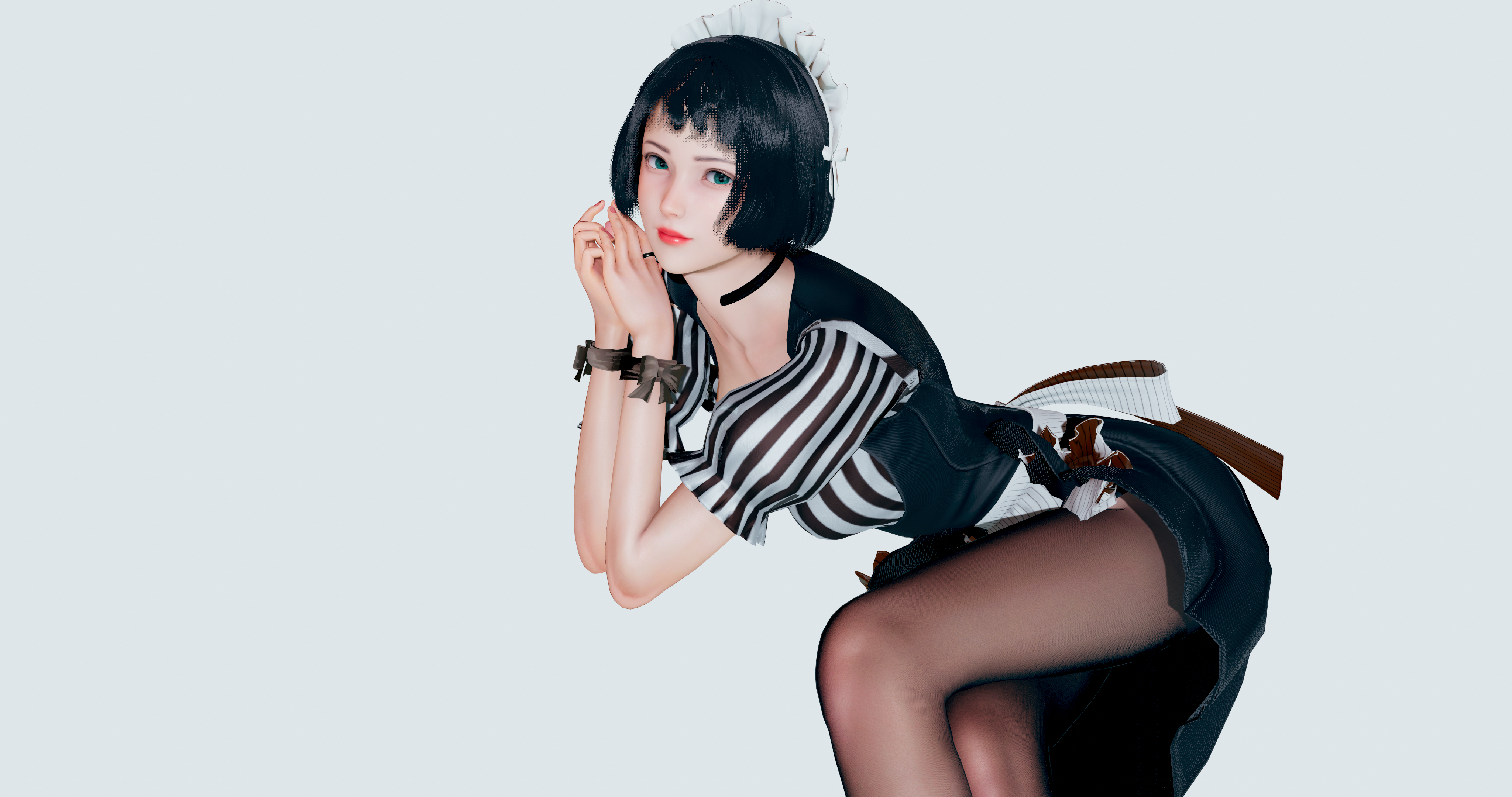 Maid outfit woman with legs HD Wallpaper