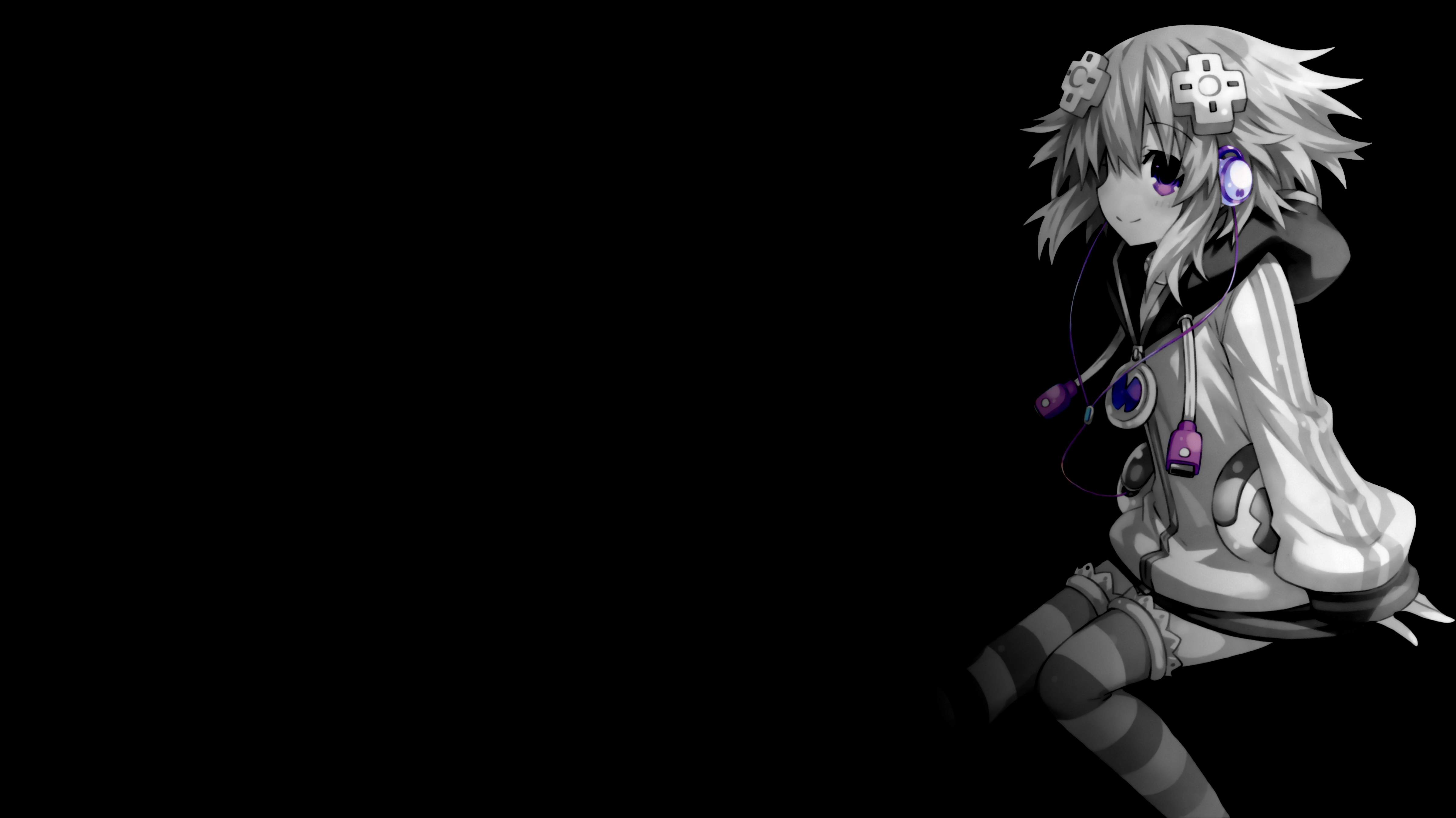 4K Hyperdimension Neptunia Anime Girl with Headphones HD Wallpaper
