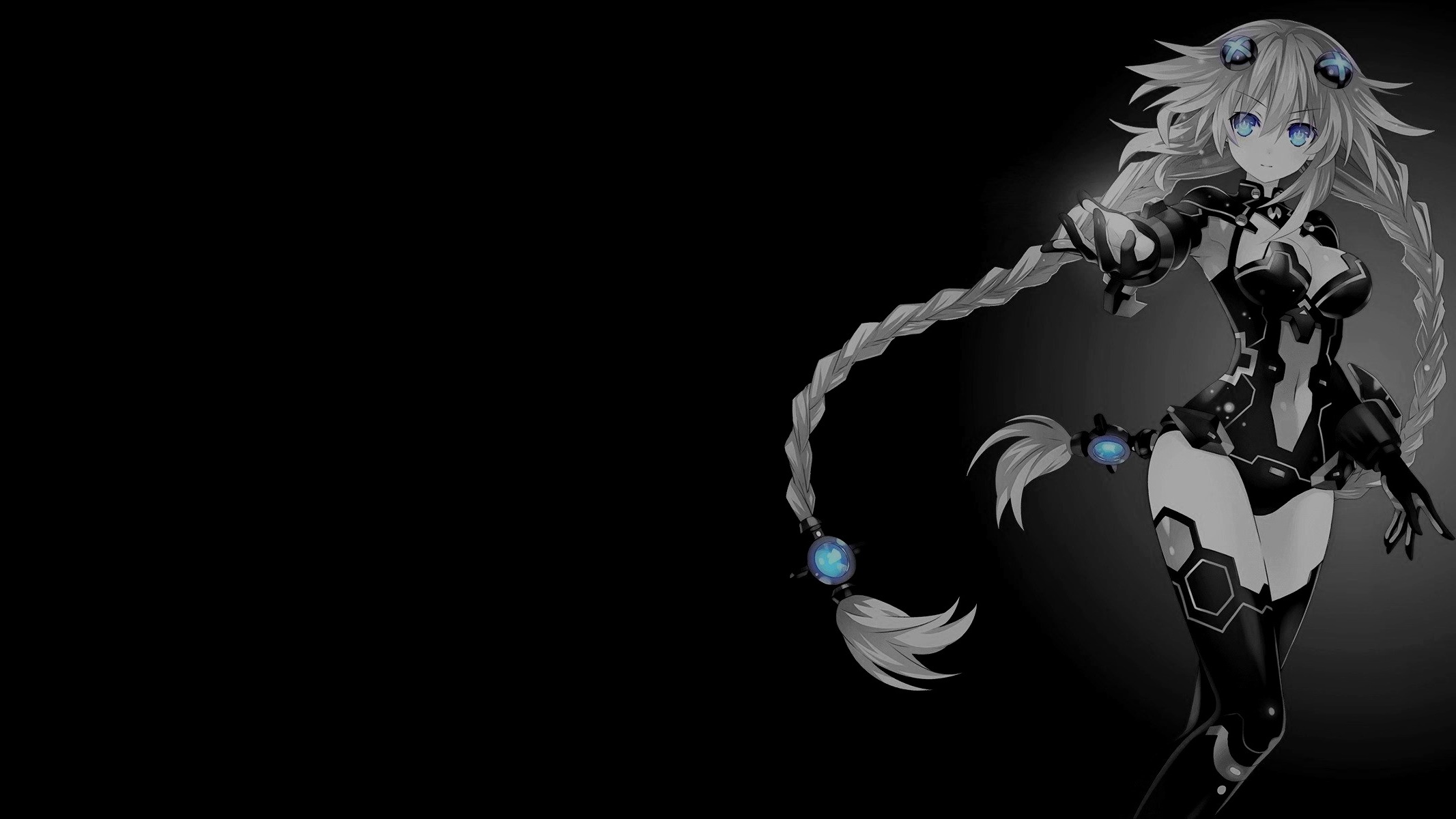 Hyperdimension Neptunia character with blue eyes and braids HD Wallpaper