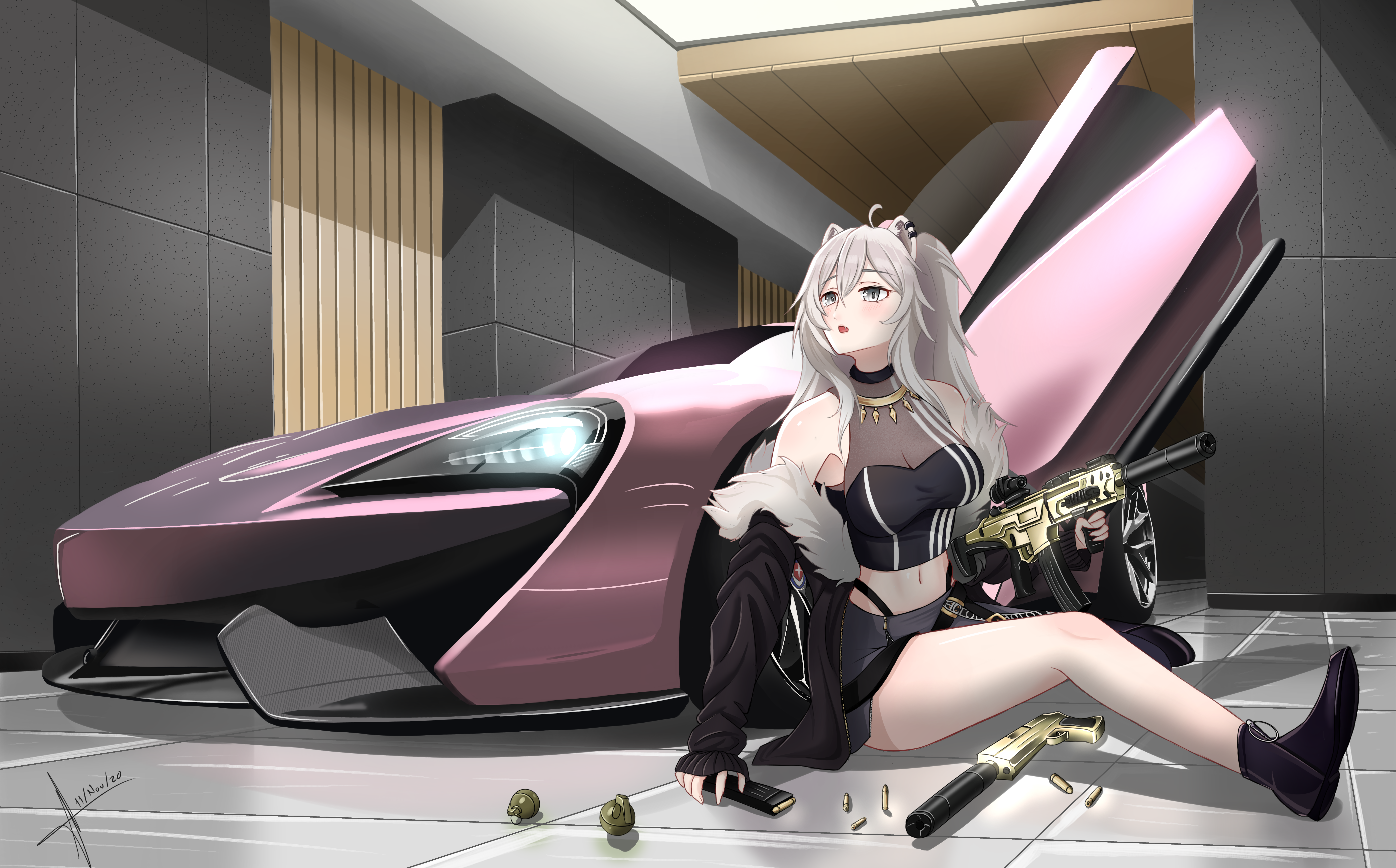 Shishiro Botan with McLaren and Weapons HD Wallpaper