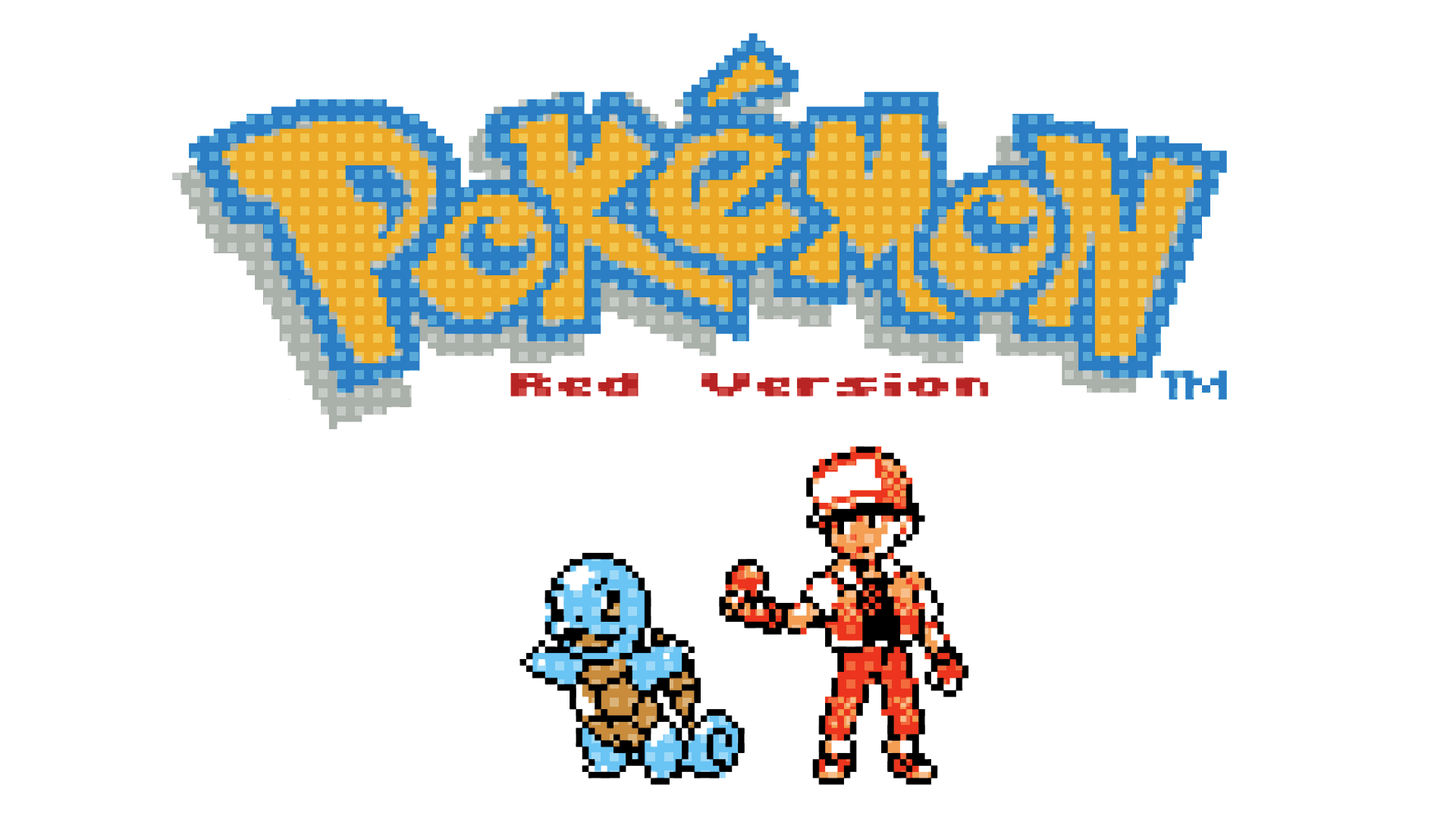 Pokemon Red Version Pixel Art with Squirtle and Trainer HD Wallpaper