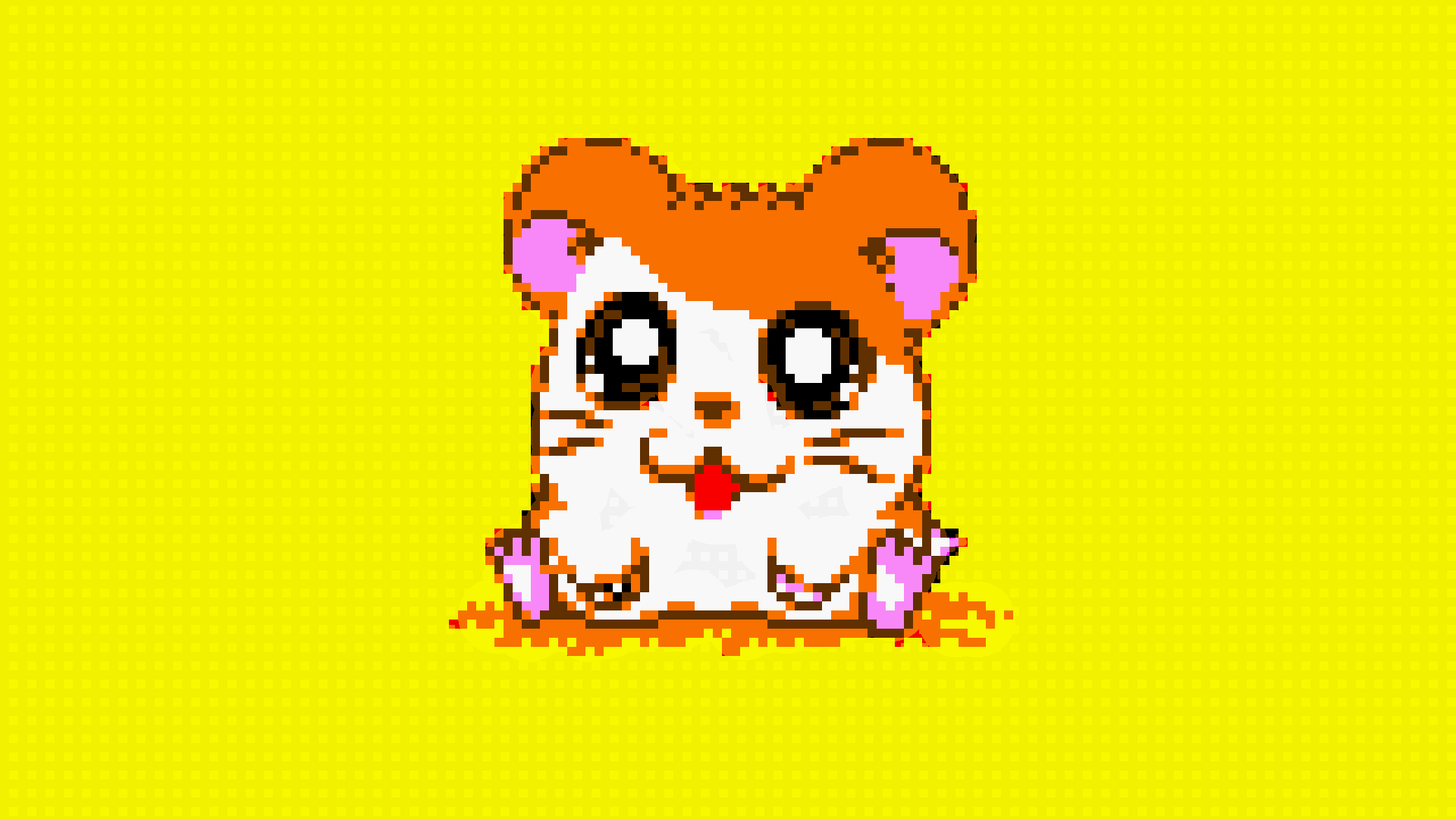 Pixel art Hamtaro on a yellow background HD Wallpaper