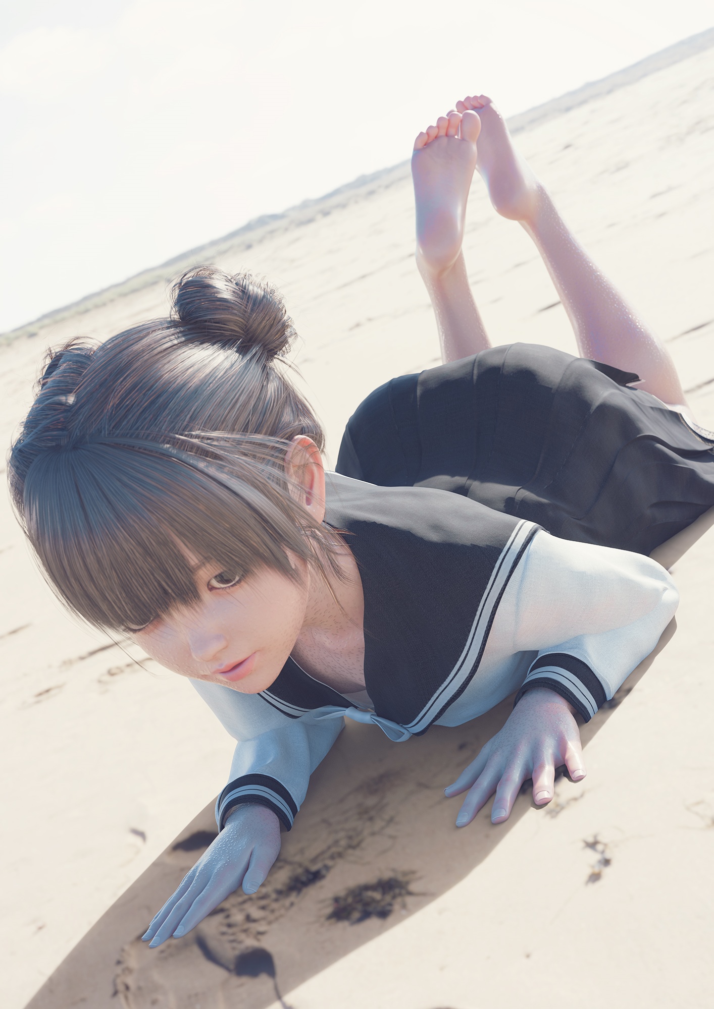 feet school uniform schoolgirl CGI HD Phone Wallpaper