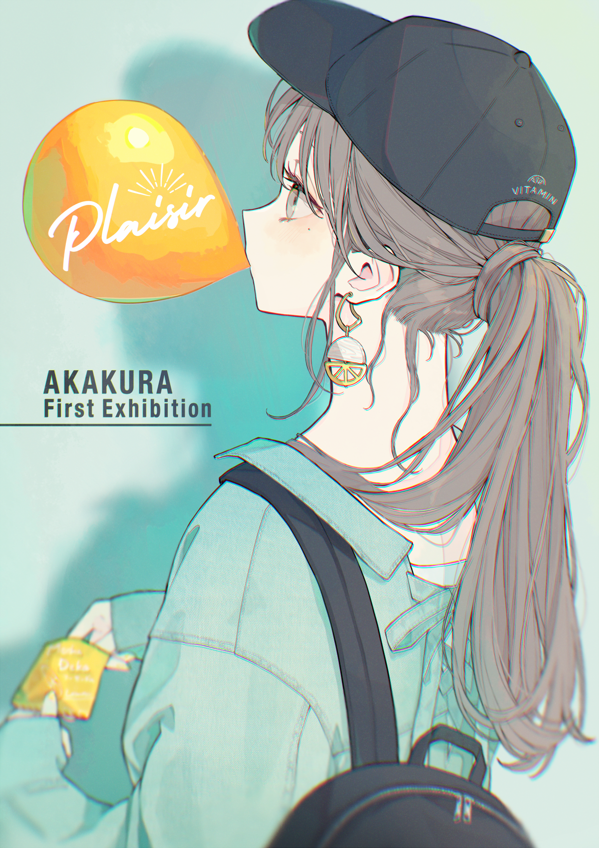 Girl blowing bubble gum with "Plaisir" text HD Phone Wallpaper