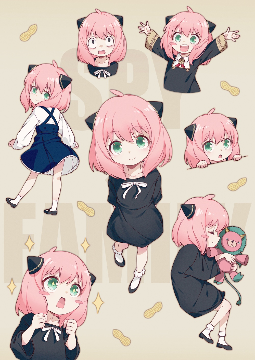 Anya Forger from Spy x Family in various poses HD Phone Wallpaper