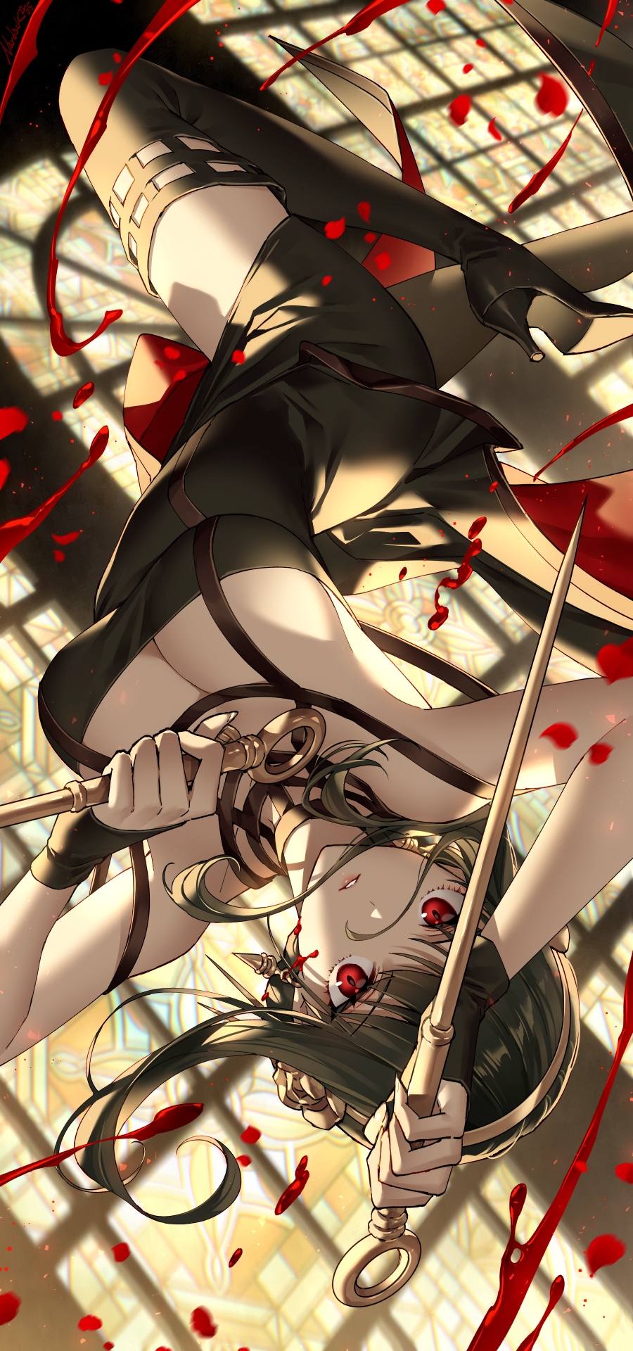 Yor Forger with blood and daggers HD Phone Wallpaper