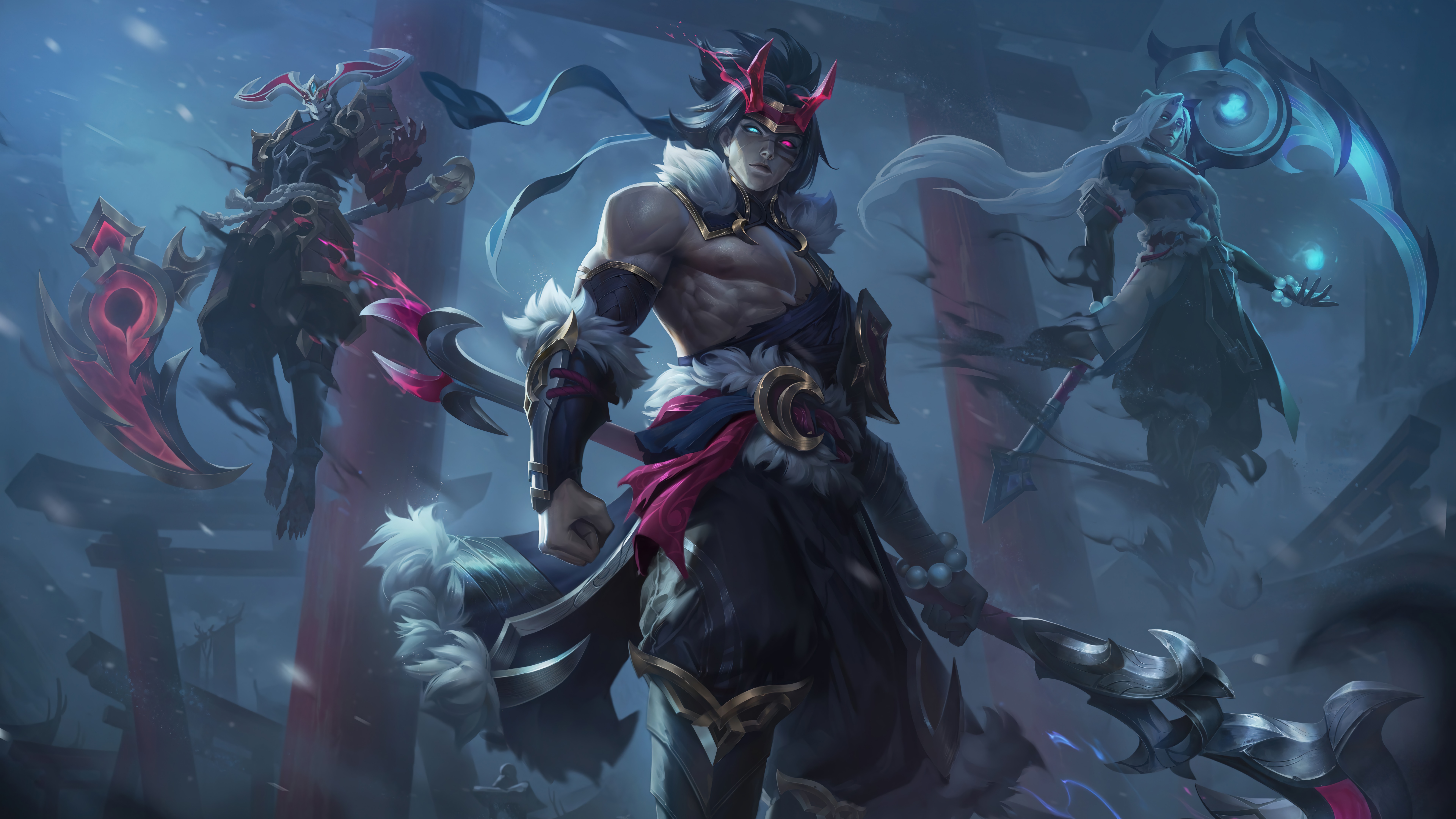 League of Legends Snow Moon Characters HD Wallpaper