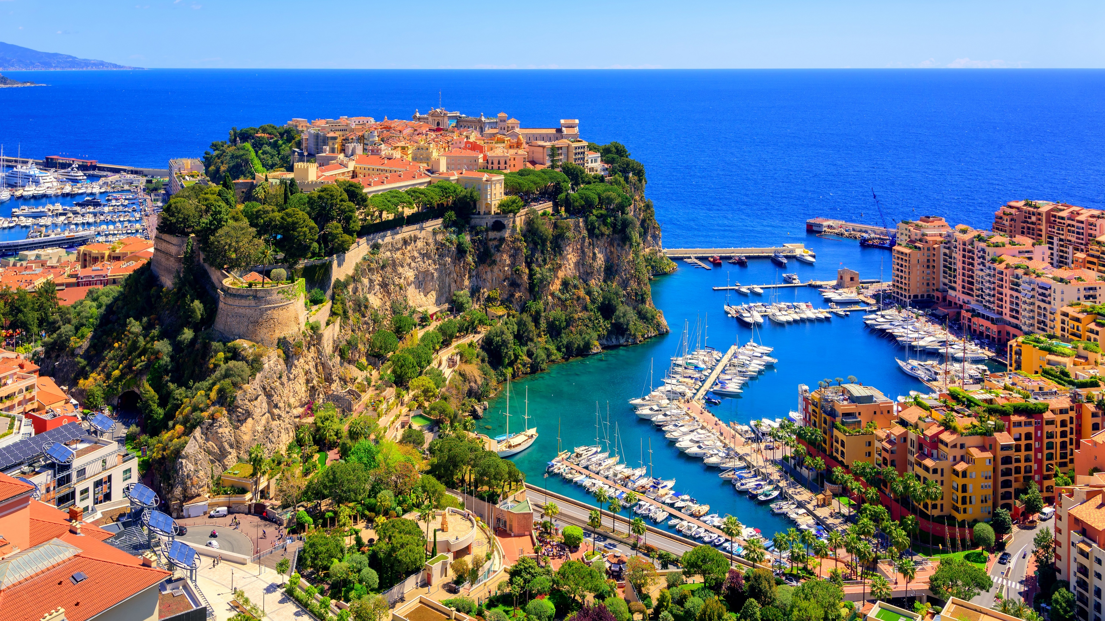 4K Monaco cityscape with harbor and yachts HD Wallpaper