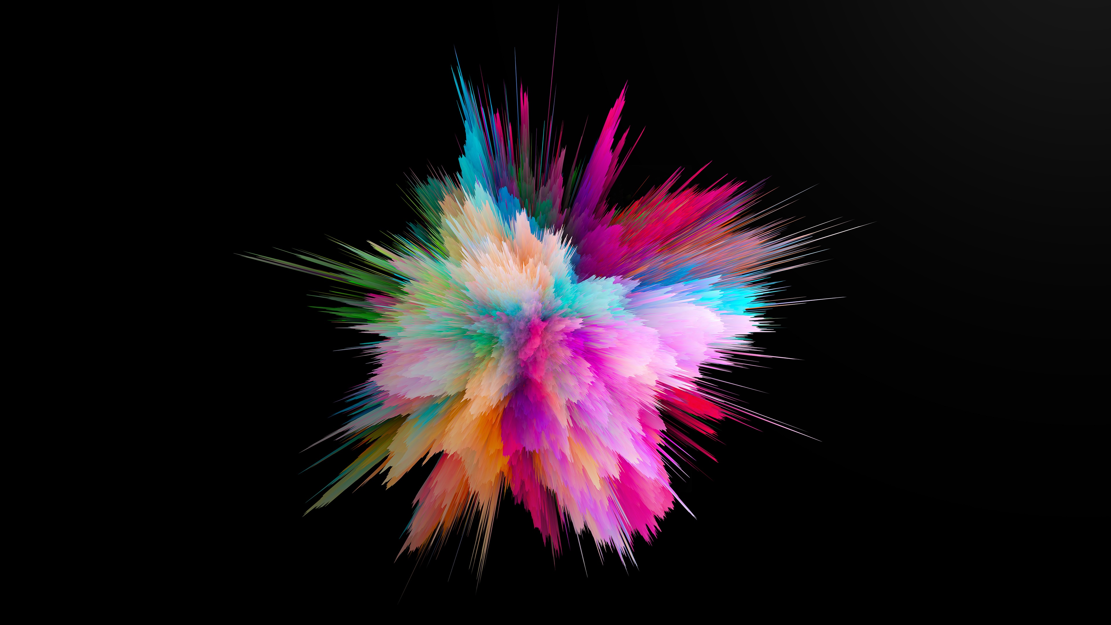 4K colorful abstract explosion on black background HD Wallpaper