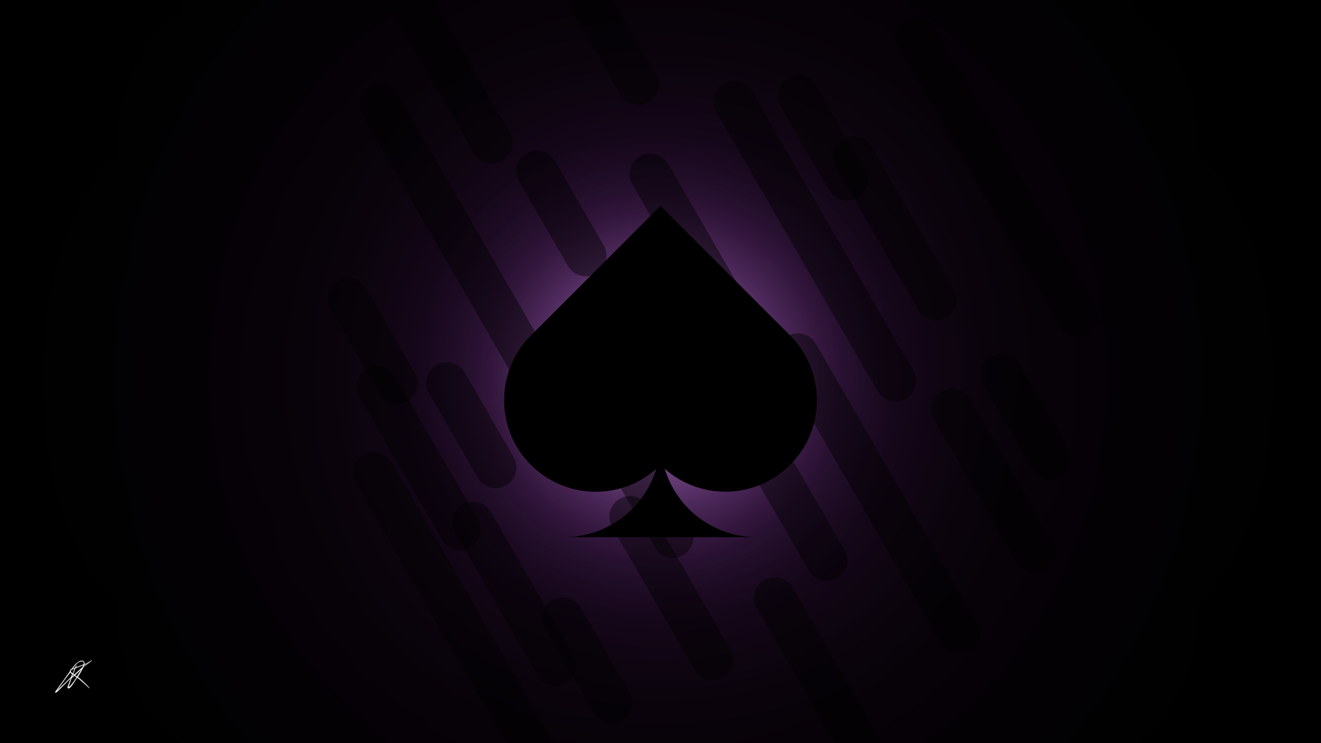 Black spade illustration on a purple background HD Wallpaper