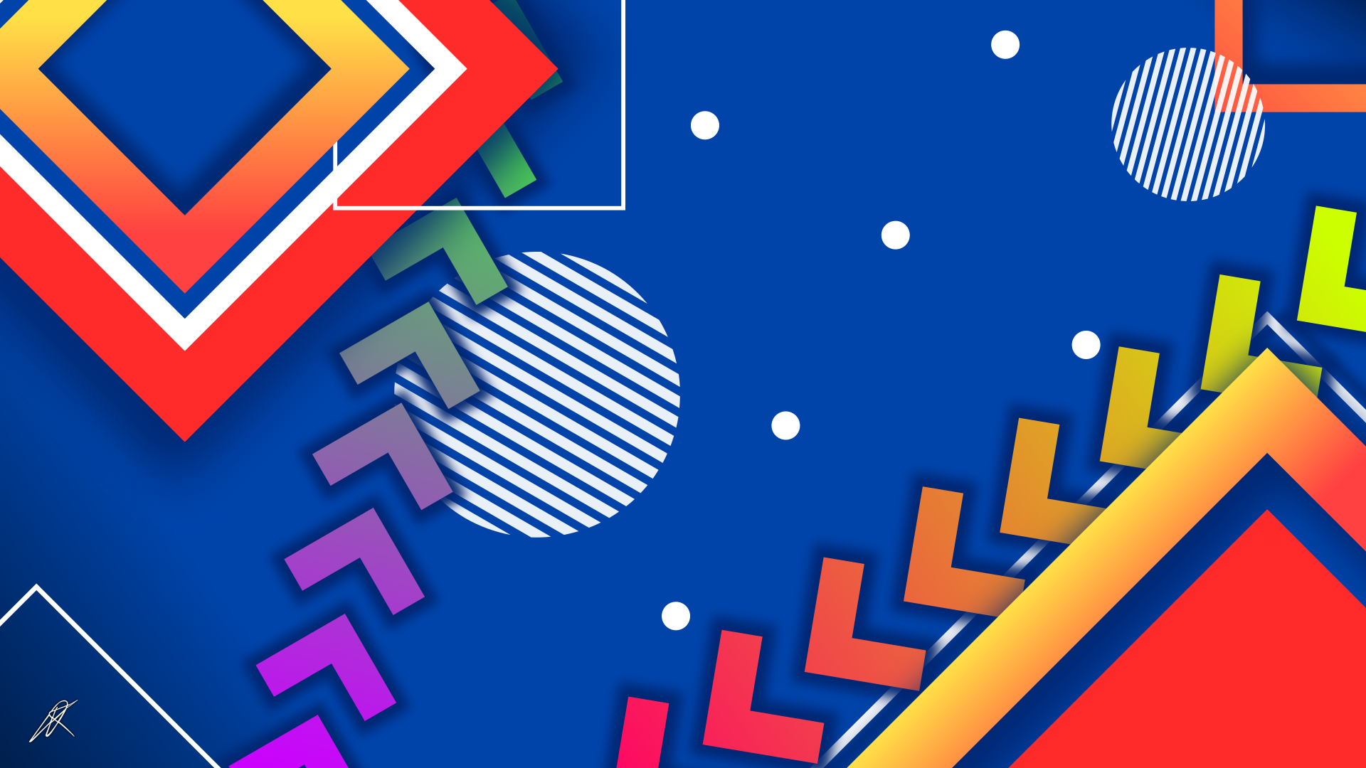 Abstract geometric shapes on a blue background HD Wallpaper