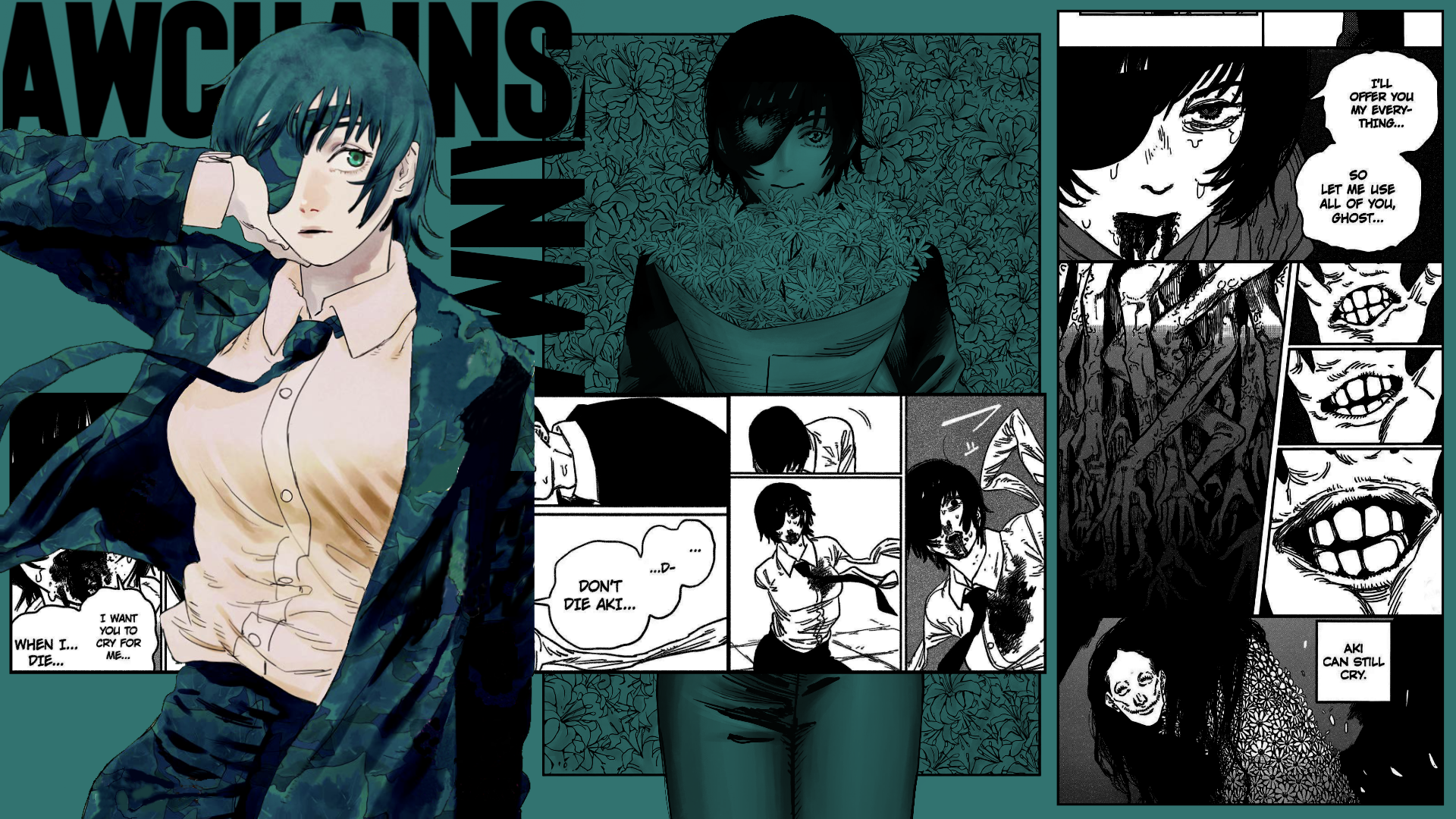 Chainsaw Man manga panels with Denji and Aki HD Wallpaper