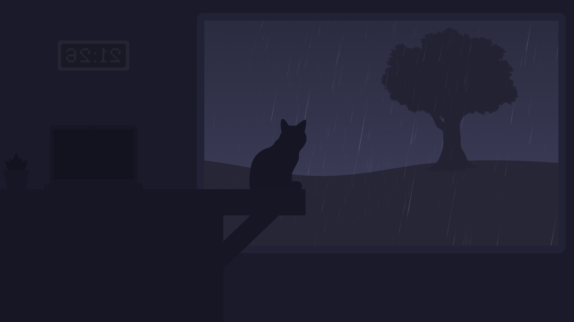 Cat watching rain through window HD Wallpaper