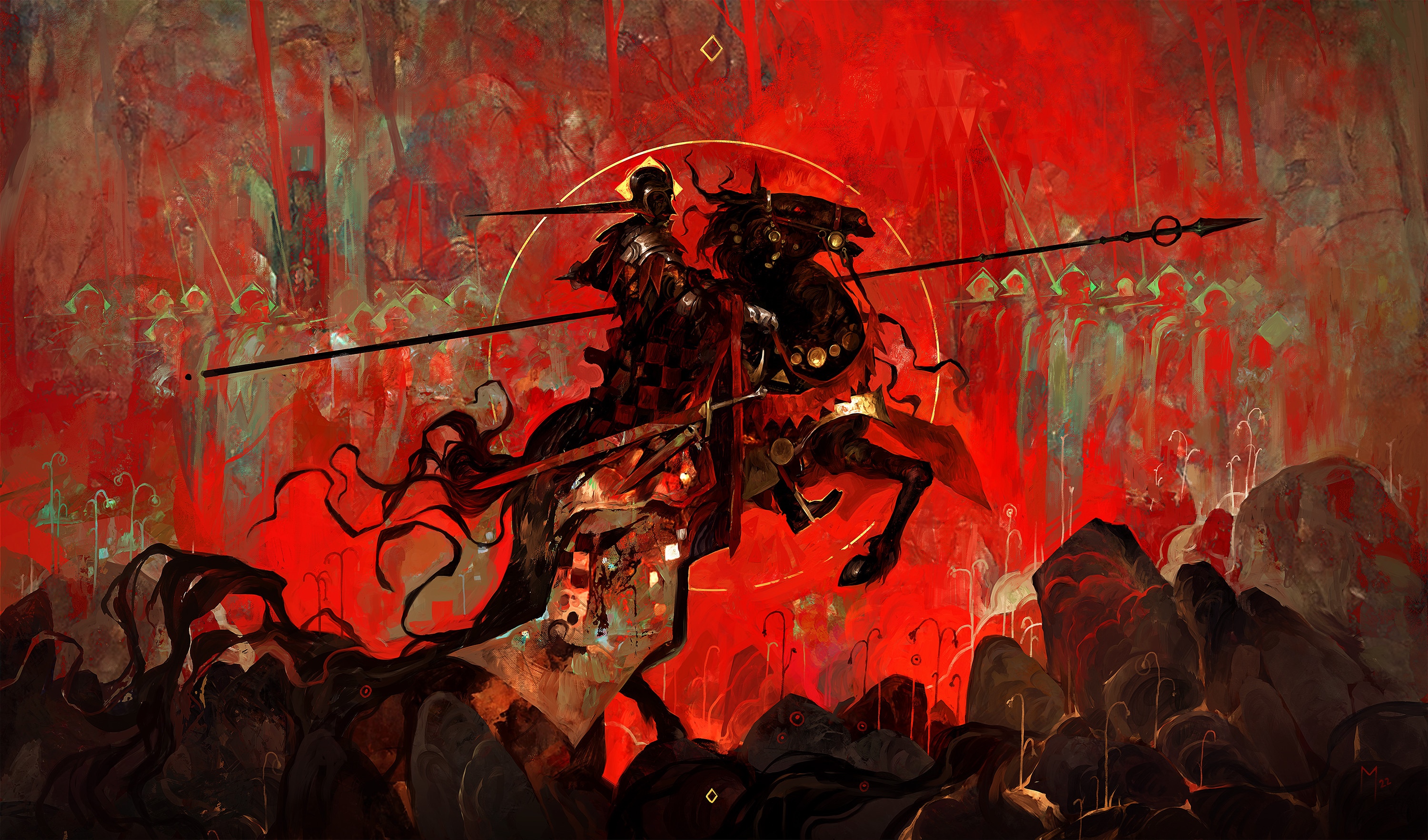 Dominik Mayer's Knight on Horseback with Spears HD Wallpaper
