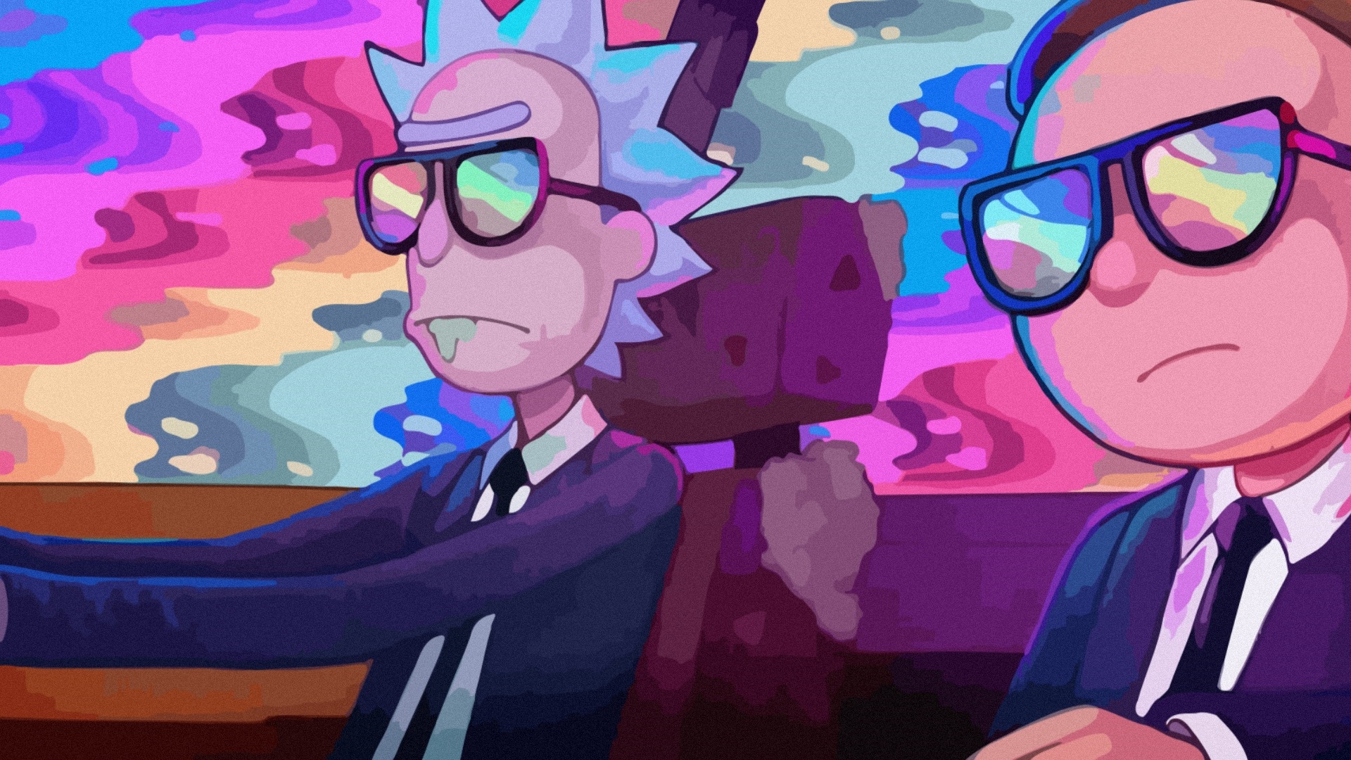 Rick and Morty in Suits with Sunglasses HD Wallpaper