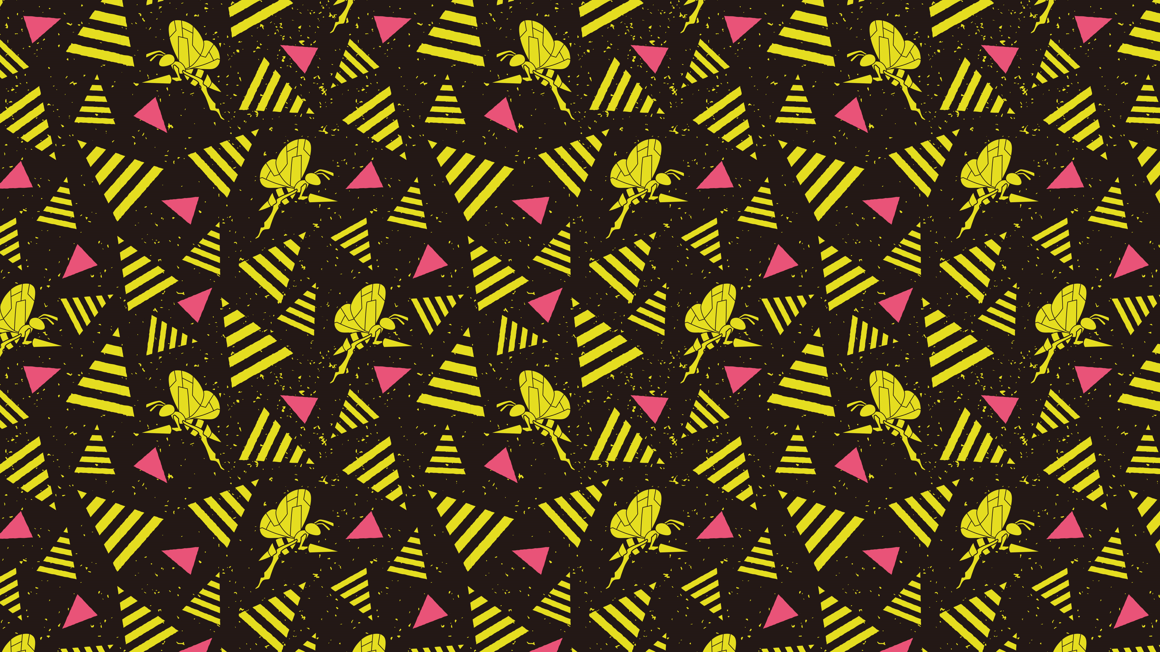 4K pattern with yellow and pink triangles HD Wallpaper
