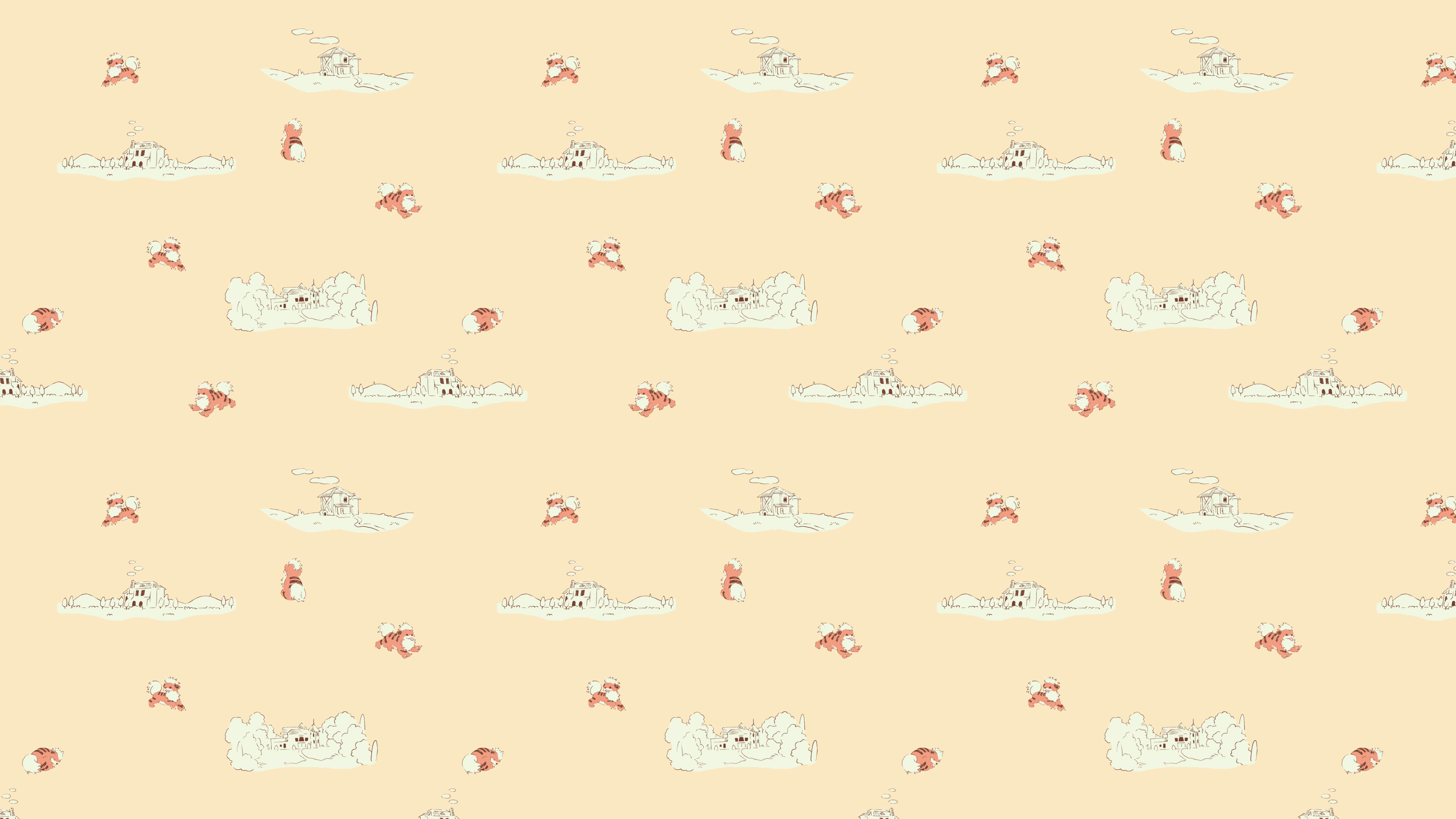 4K Growlithe Pokémon Pattern HD Wallpaper