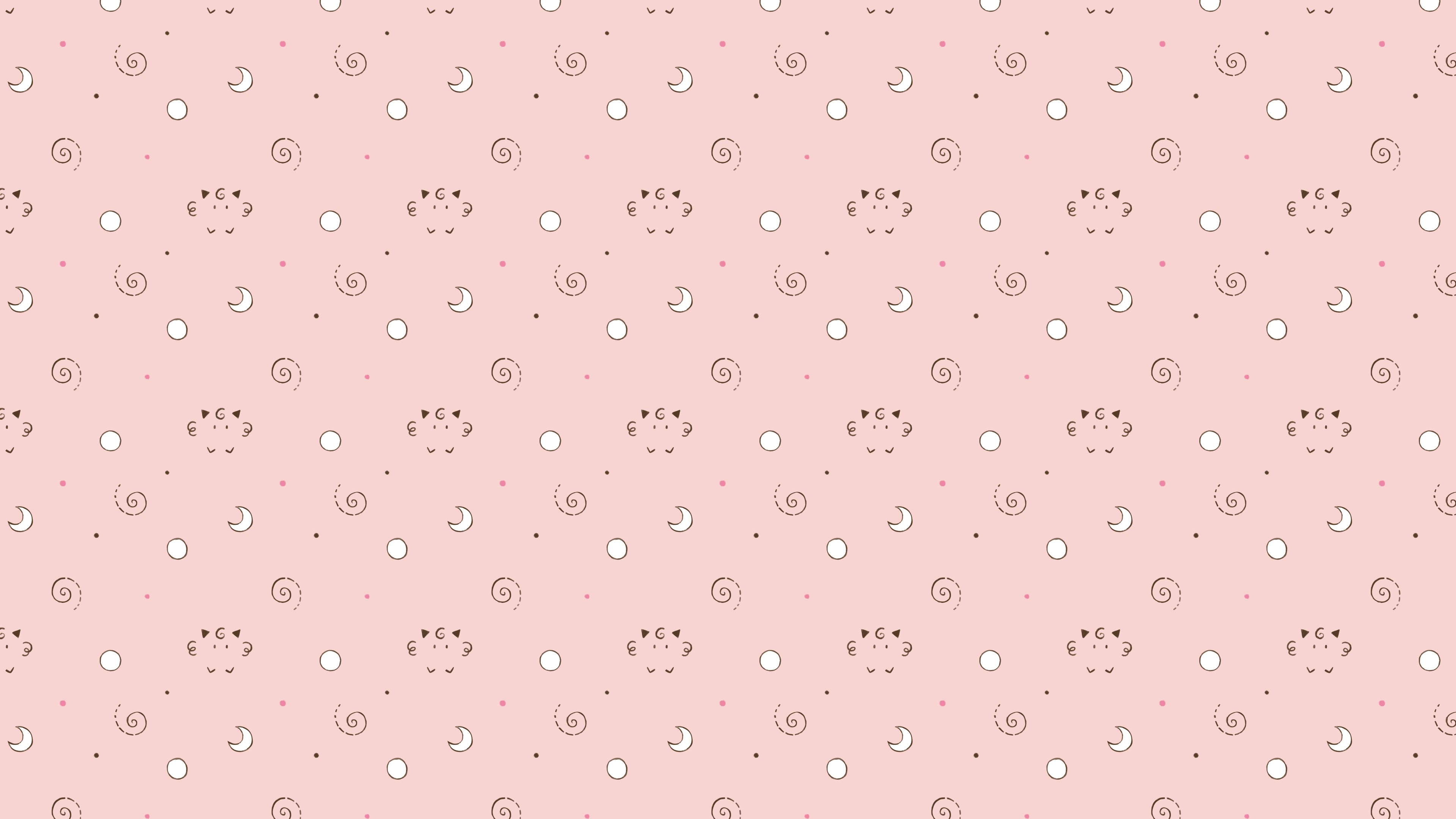 Pink pattern with moons and swirls HD Wallpaper