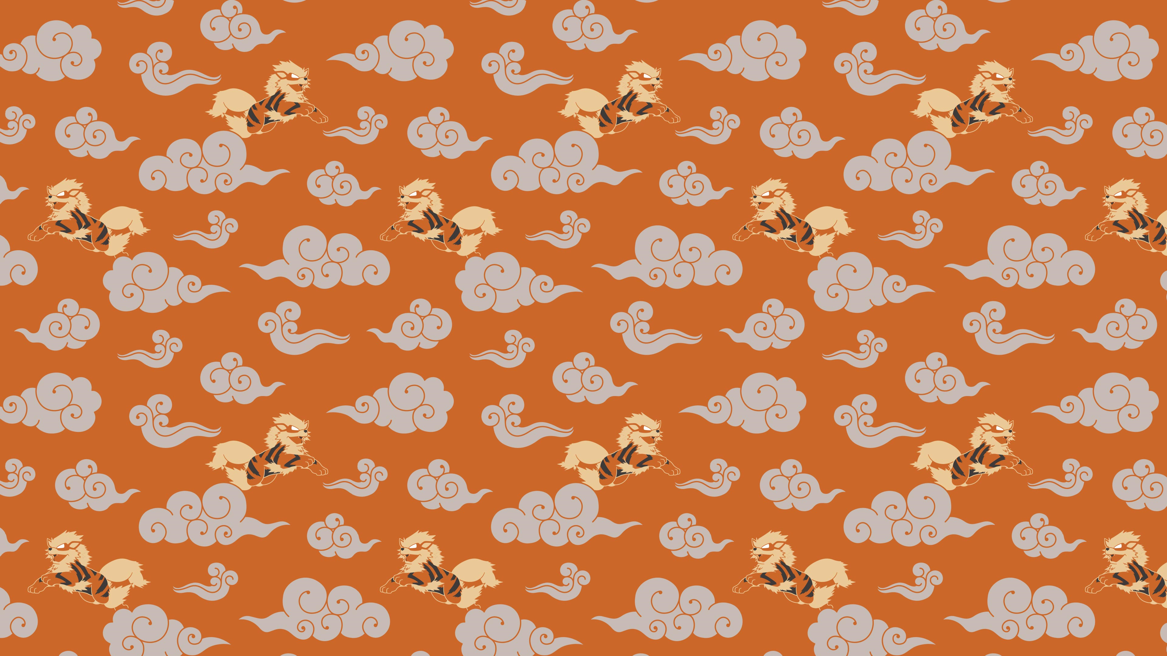4K Pokémon Arcanine Pattern with Clouds HD Wallpaper