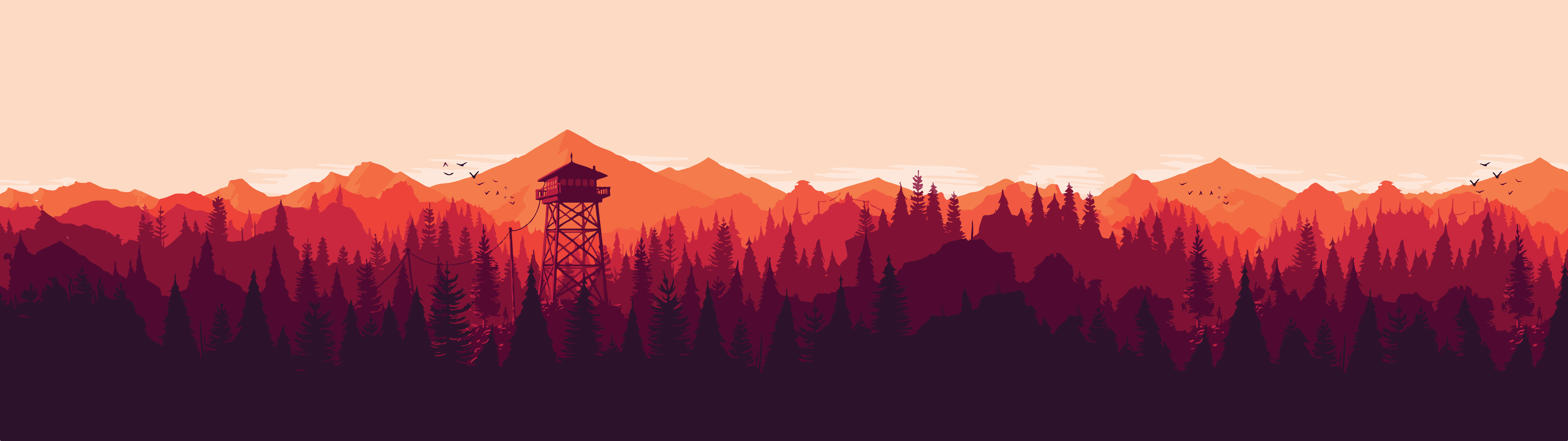 Firewatch minimalism 4K wide angle HD Wallpaper