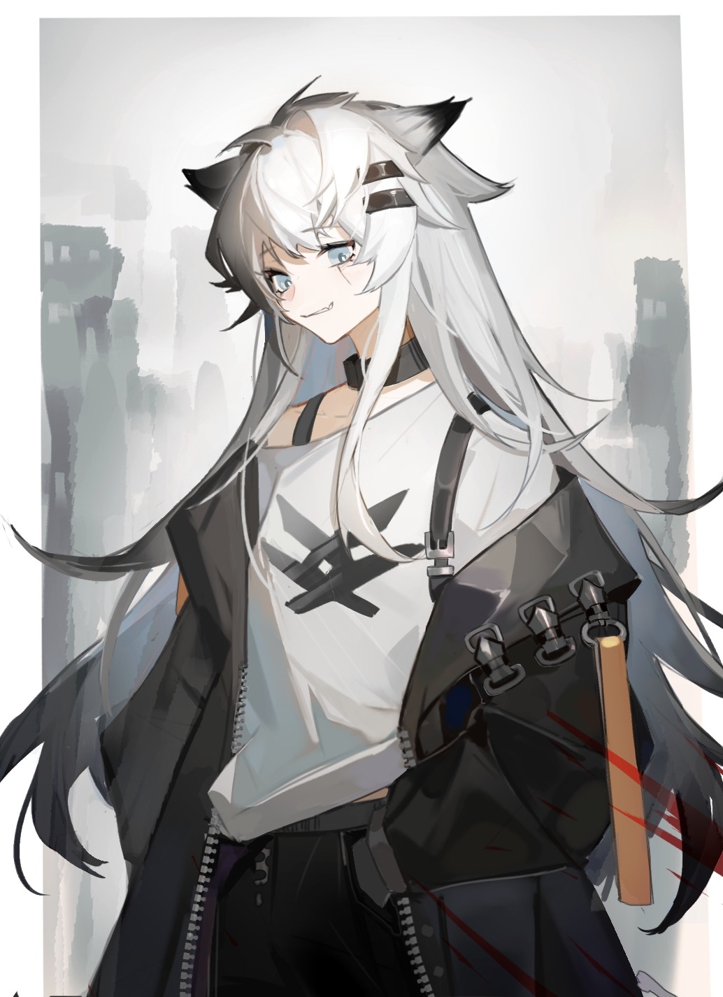 Arknights anime character with white hair and animal ears HD Phone Wallpaper