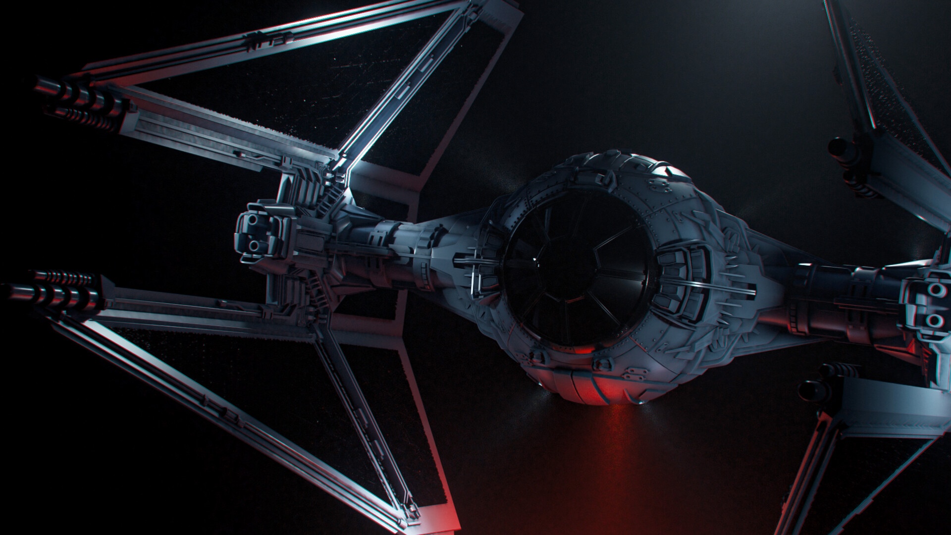 Star Wars TIE Interceptor spaceship in dark space HD Wallpaper