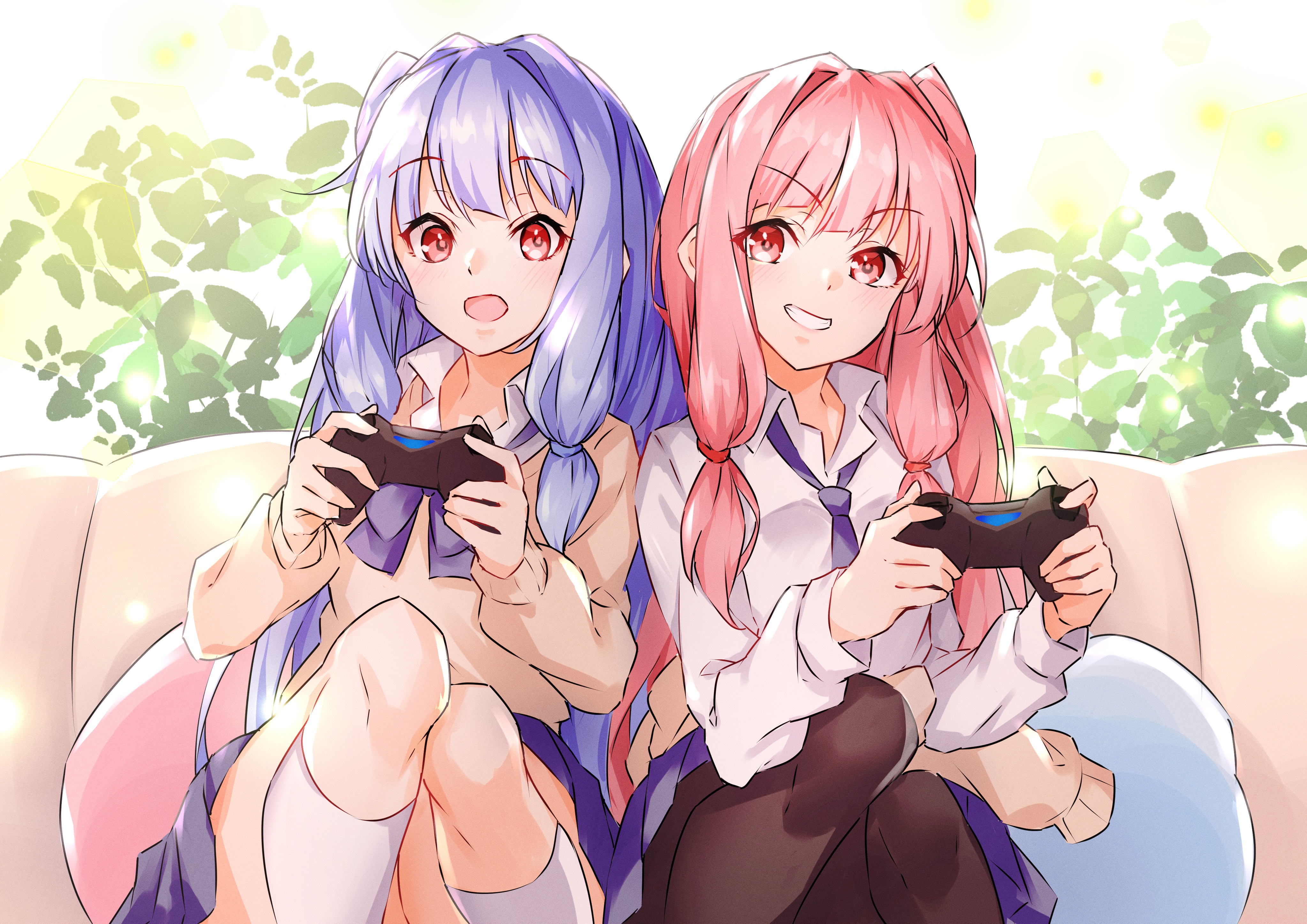 Kotonoha Akane and Aoi with Controllers HD Wallpaper