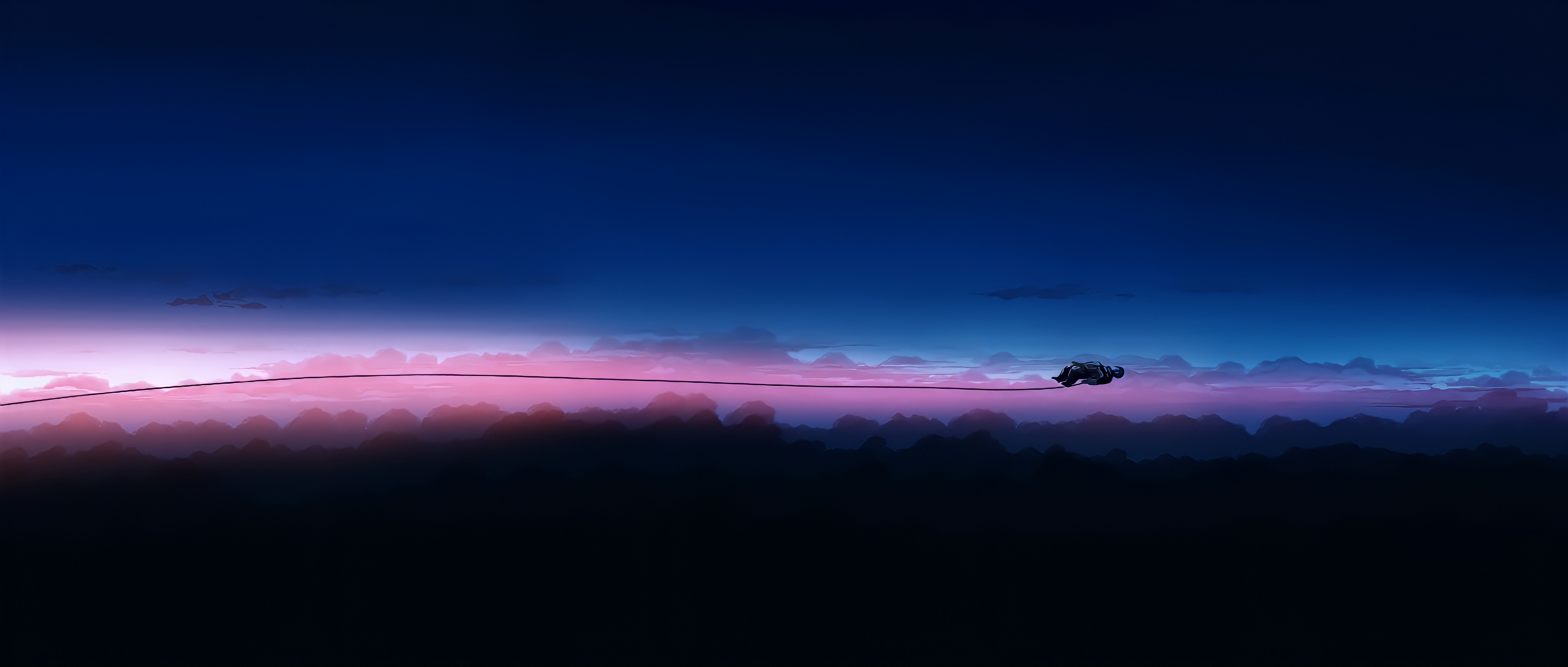 Astronaut flying through the sky at sunset HD Wallpaper