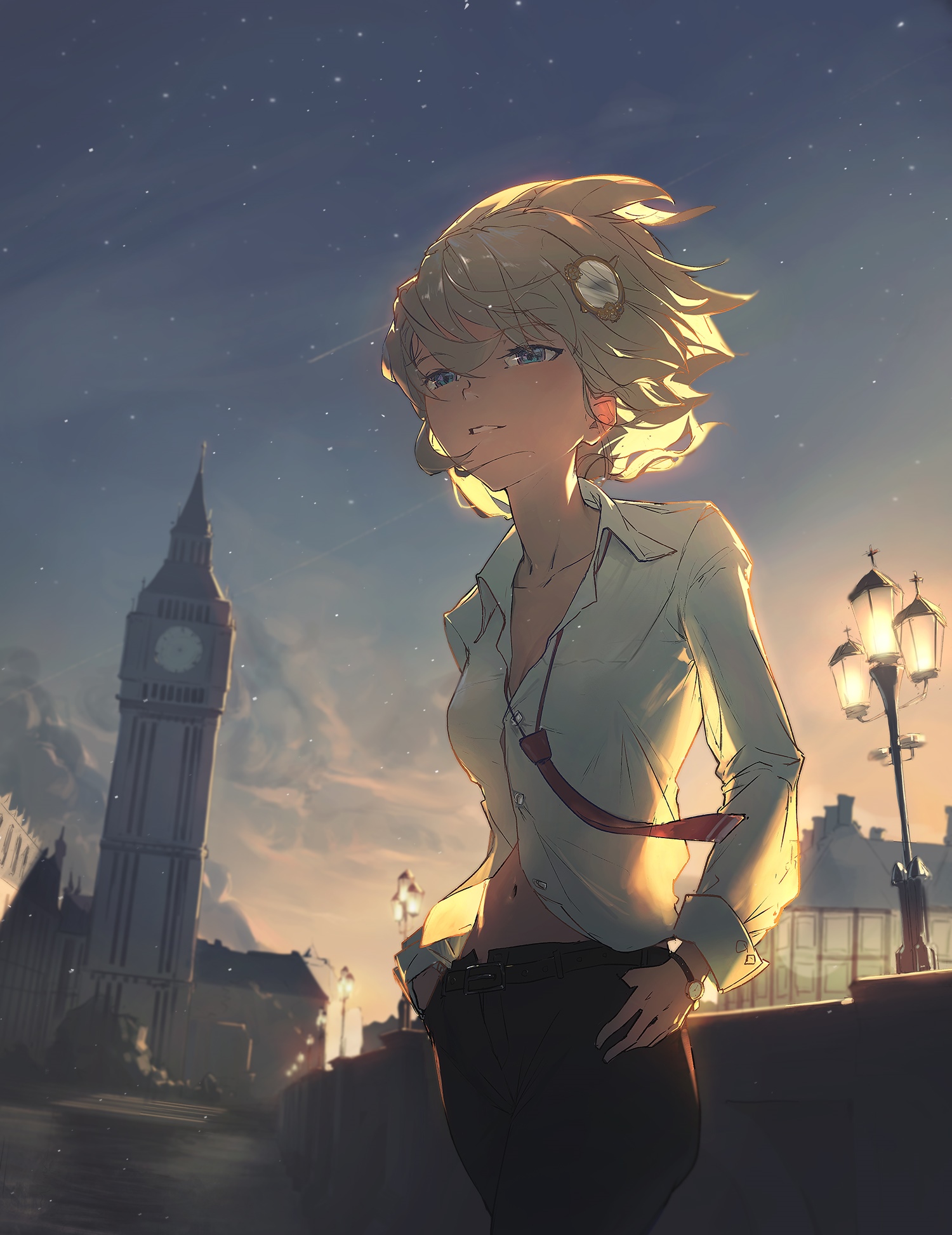 Girl with blonde hair in front of Big Ben HD Phone Wallpaper