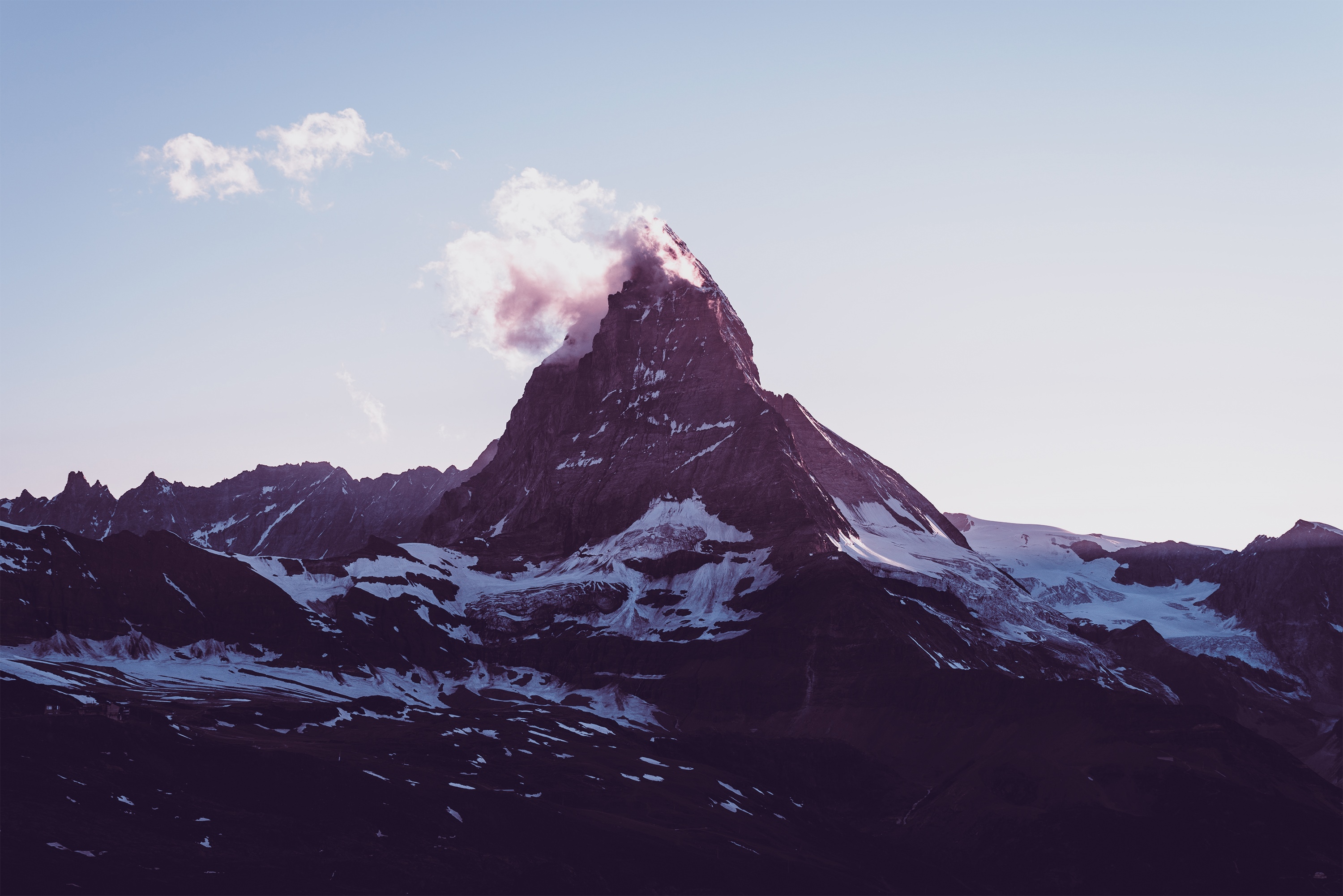 The Matterhorn mountain with clouds at sunset HD Wallpaper