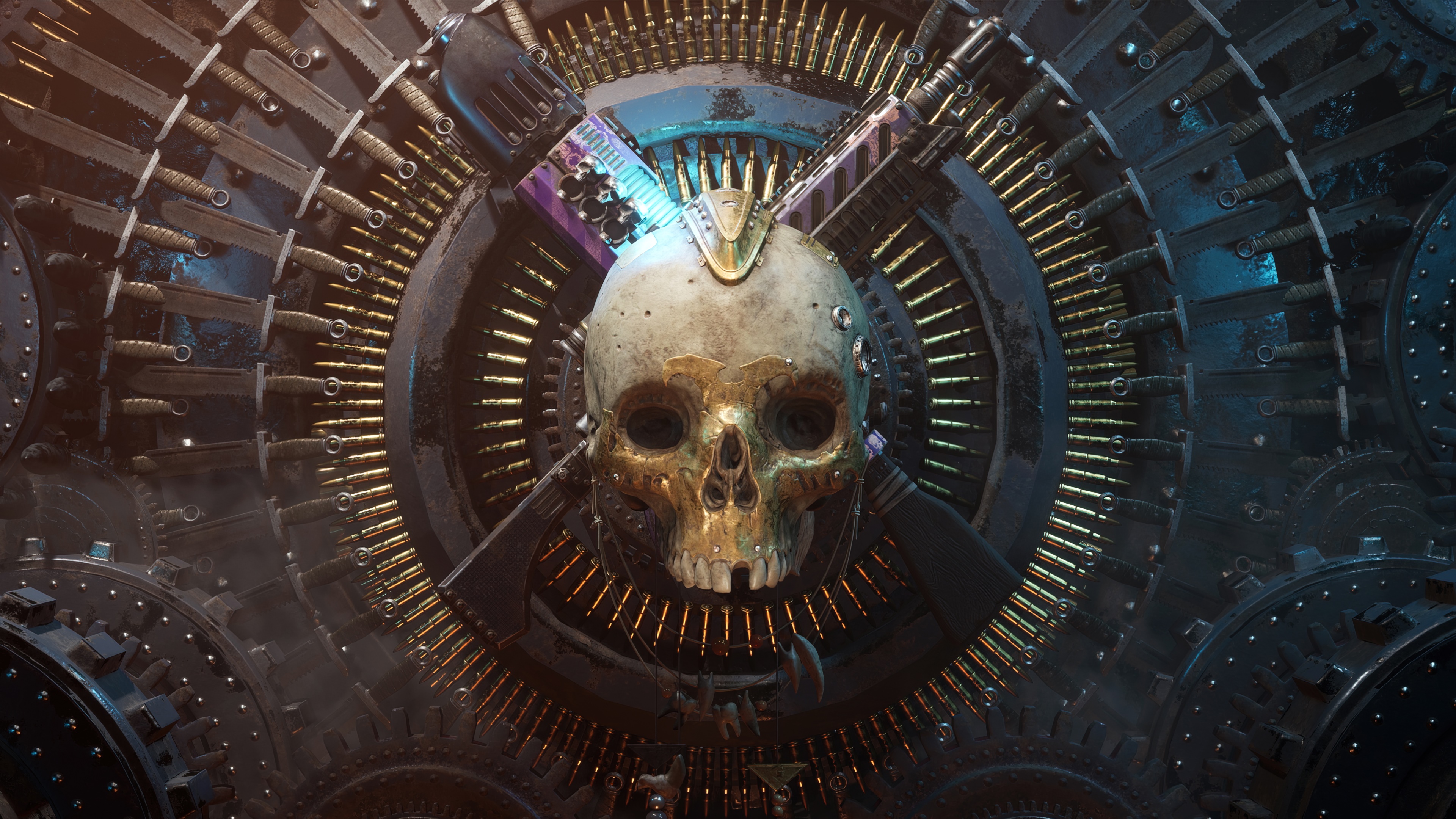 4K Warhammer 40,000 Necromunda Hired Gun Skull HD Wallpaper