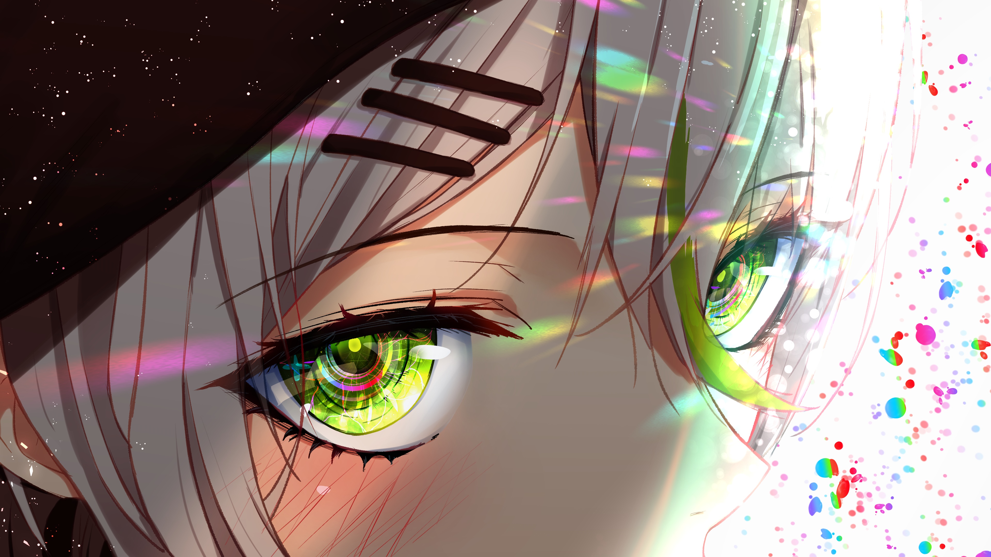 4K Anime Girl with Green Eyes HD Wallpaper