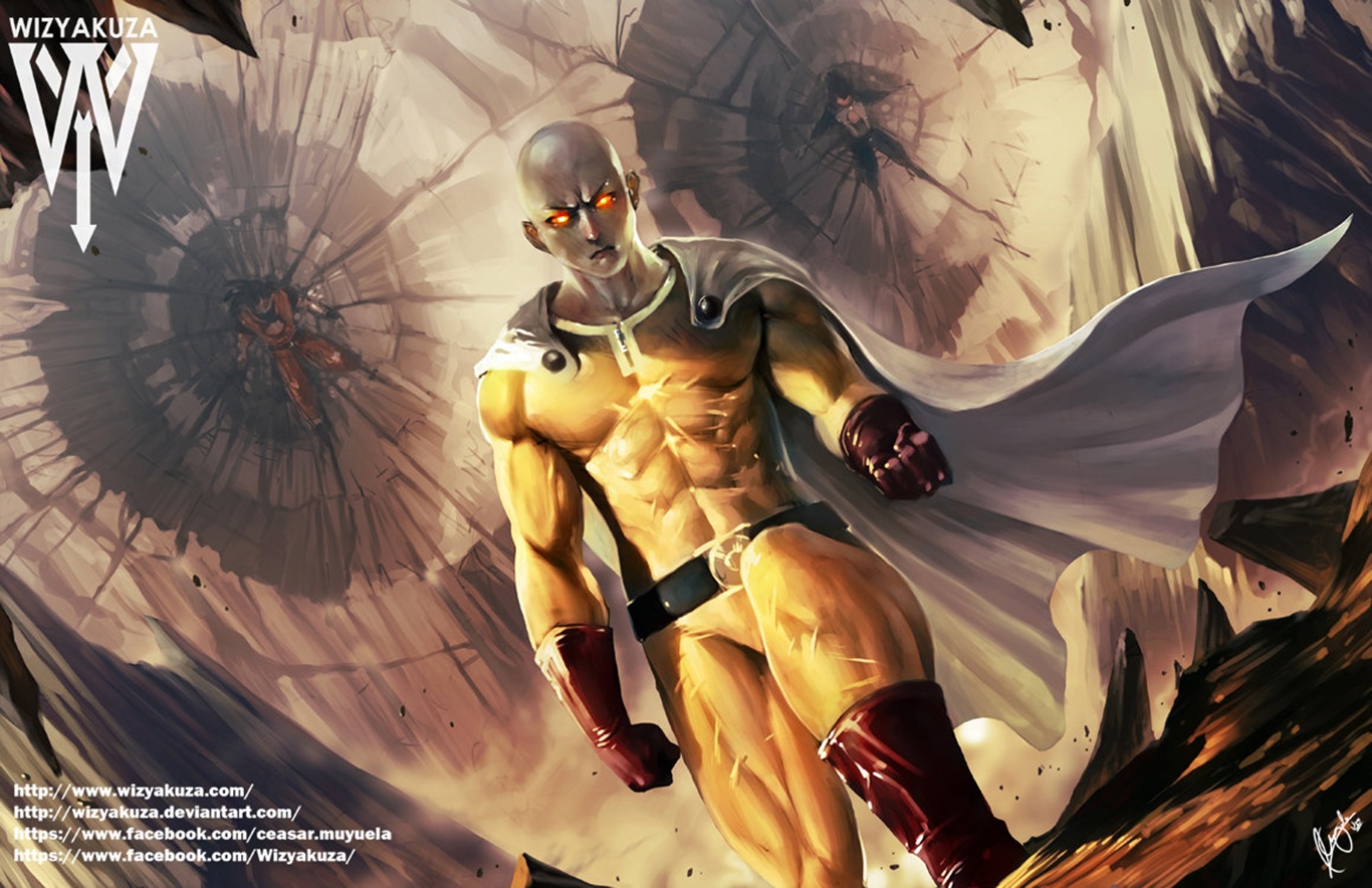 Saitama and Son Goku Crossover Fan Art HD Wallpaper