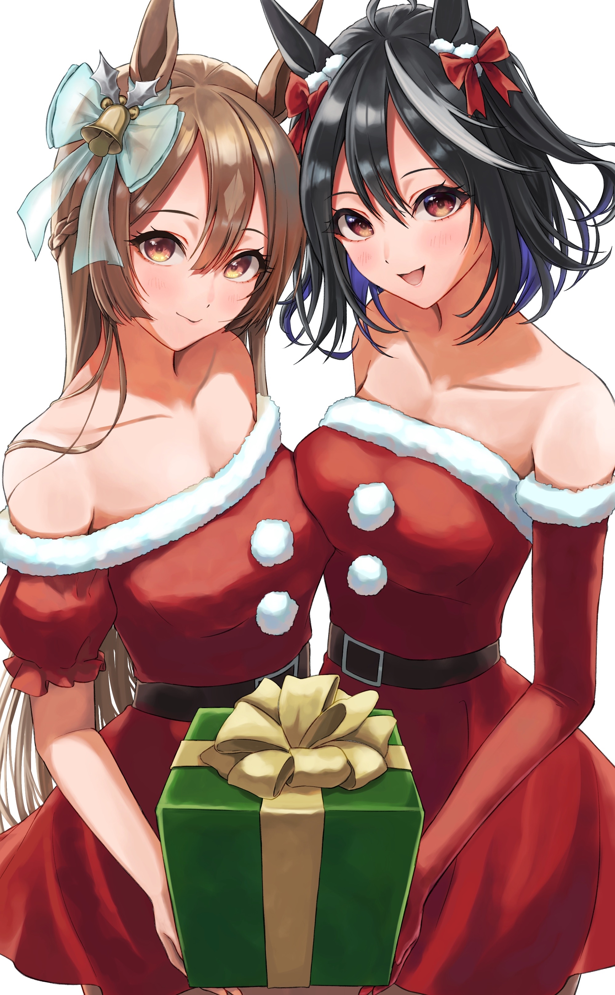 Kitasan Black and Satono Diamond in Christmas Outfits HD Phone Wallpaper