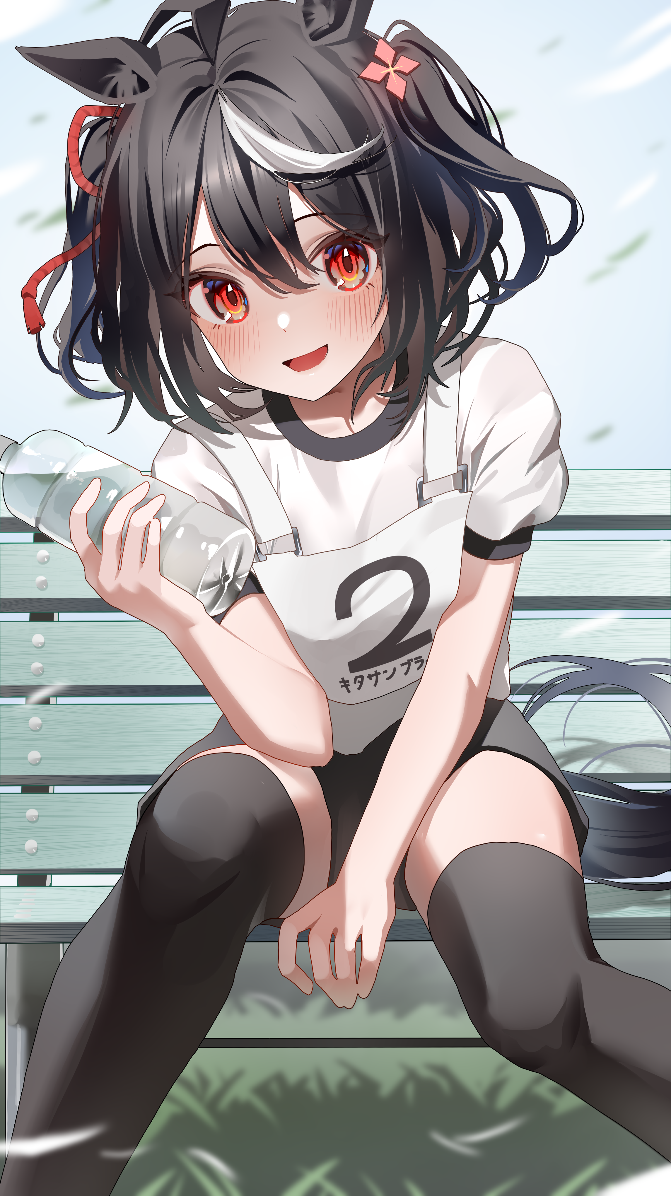 Kitasan Black from Uma Musume Pretty Derby holding a water bottle HD Phone Wallpaper