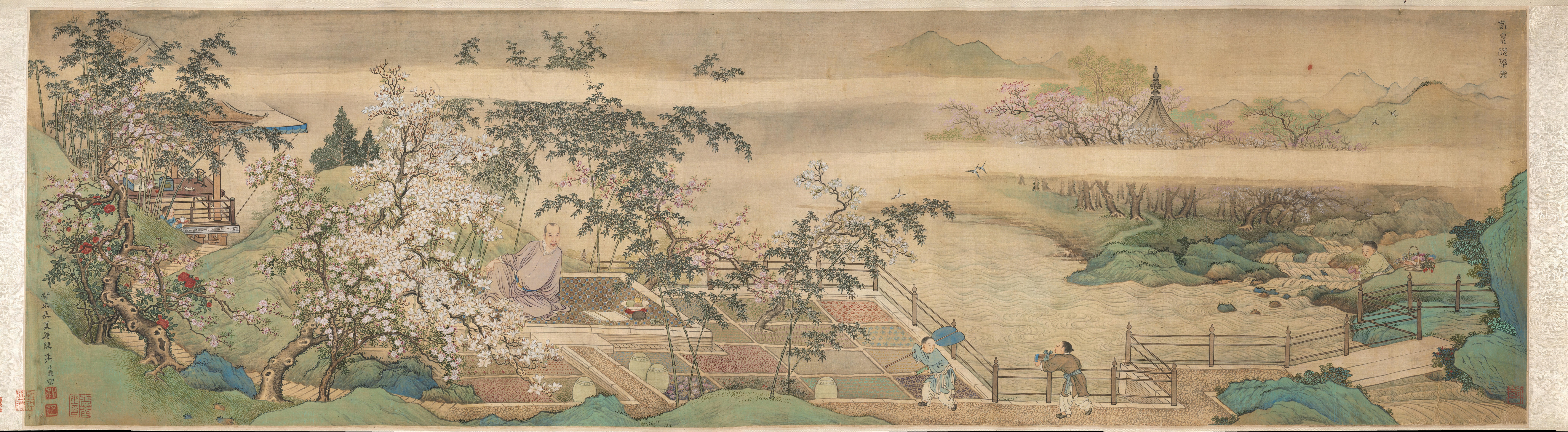 Classic Art: A Springtime Garden Scene HD Wallpaper