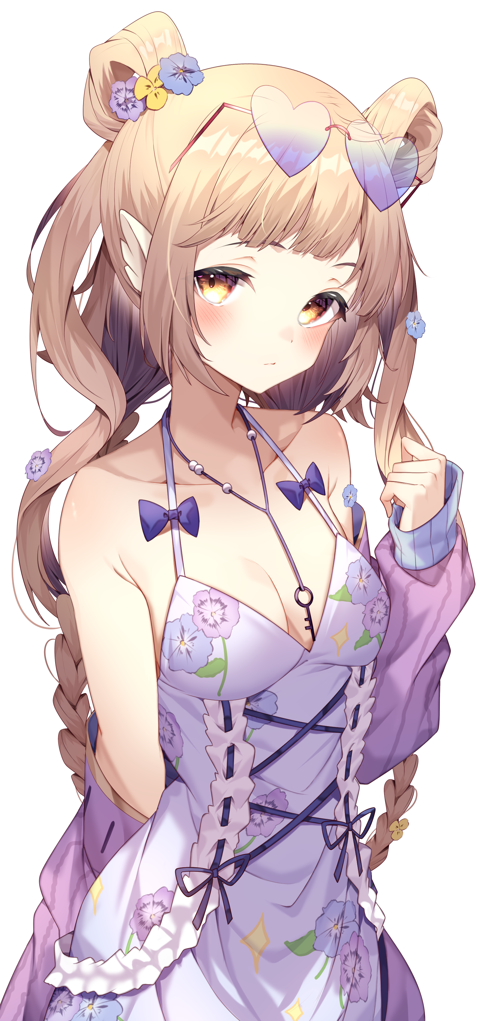 Anime girl with blonde hair and yellow eyes HD Phone Wallpaper