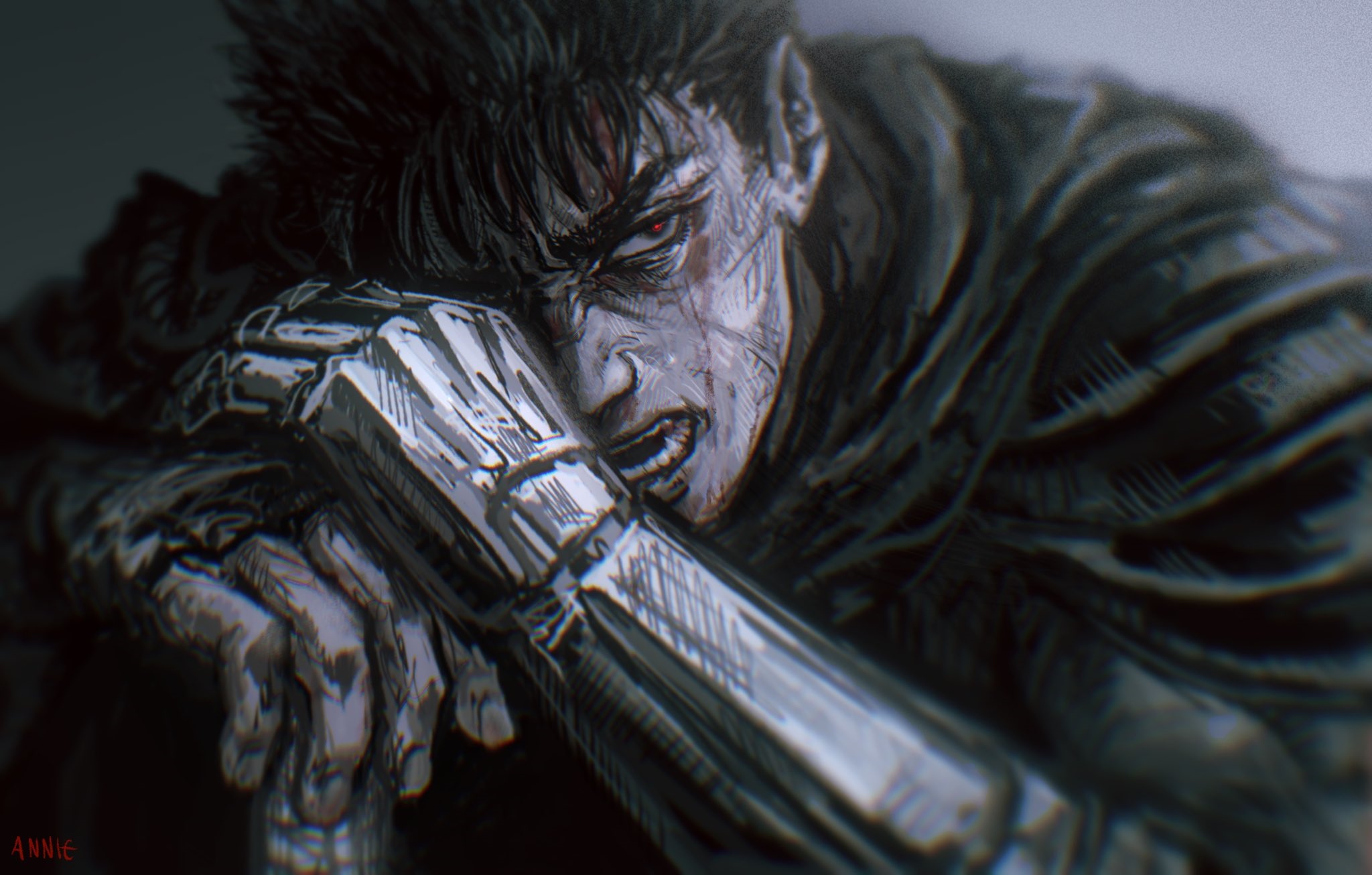 Guts from Berserk with a mechanical arm HD Wallpaper
