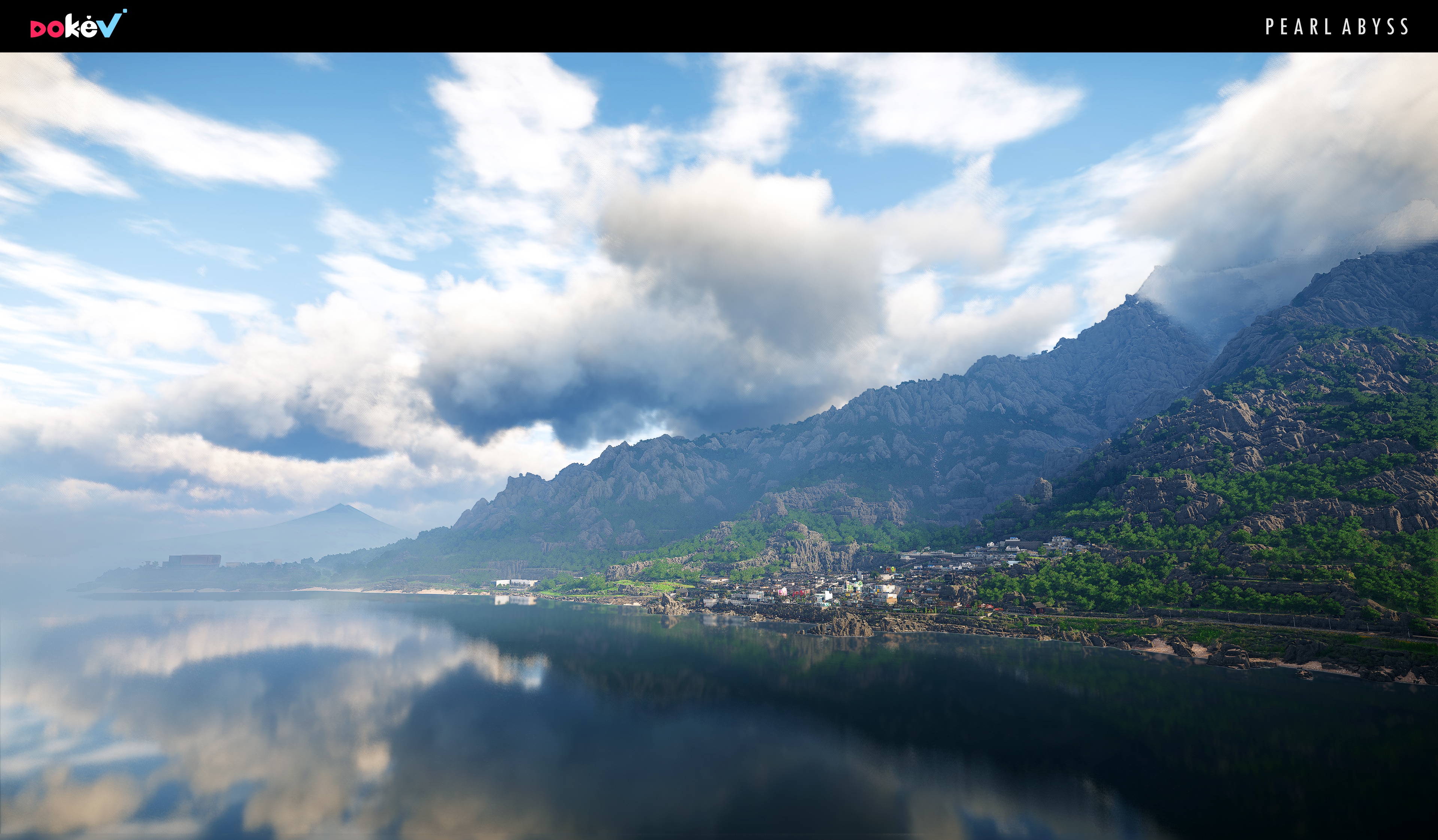 4K DokeV Pearl Abyss Aerial View of Mountains and Sea HD Wallpaper