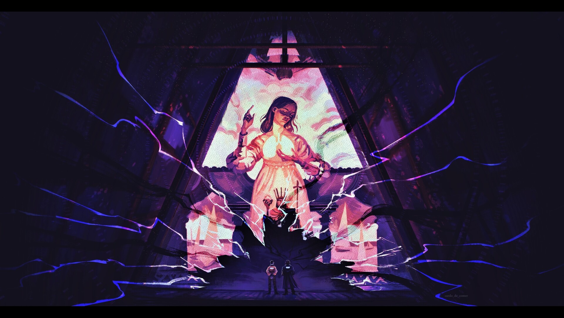 Disco Elysium: A woman in a dress with glowing lungs HD Wallpaper