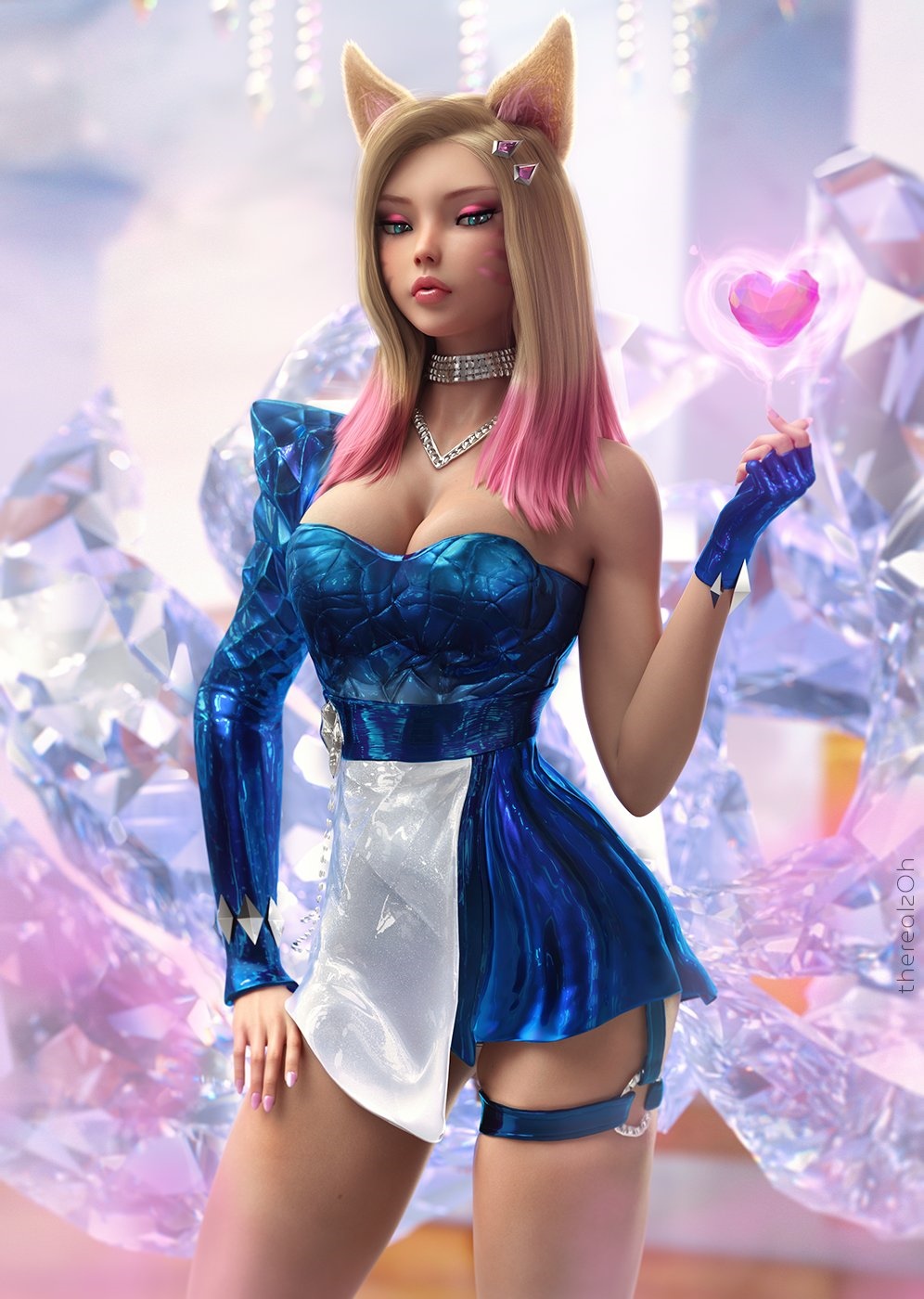 K/DA Ahri from League of Legends with pink hair HD Phone Wallpaper
