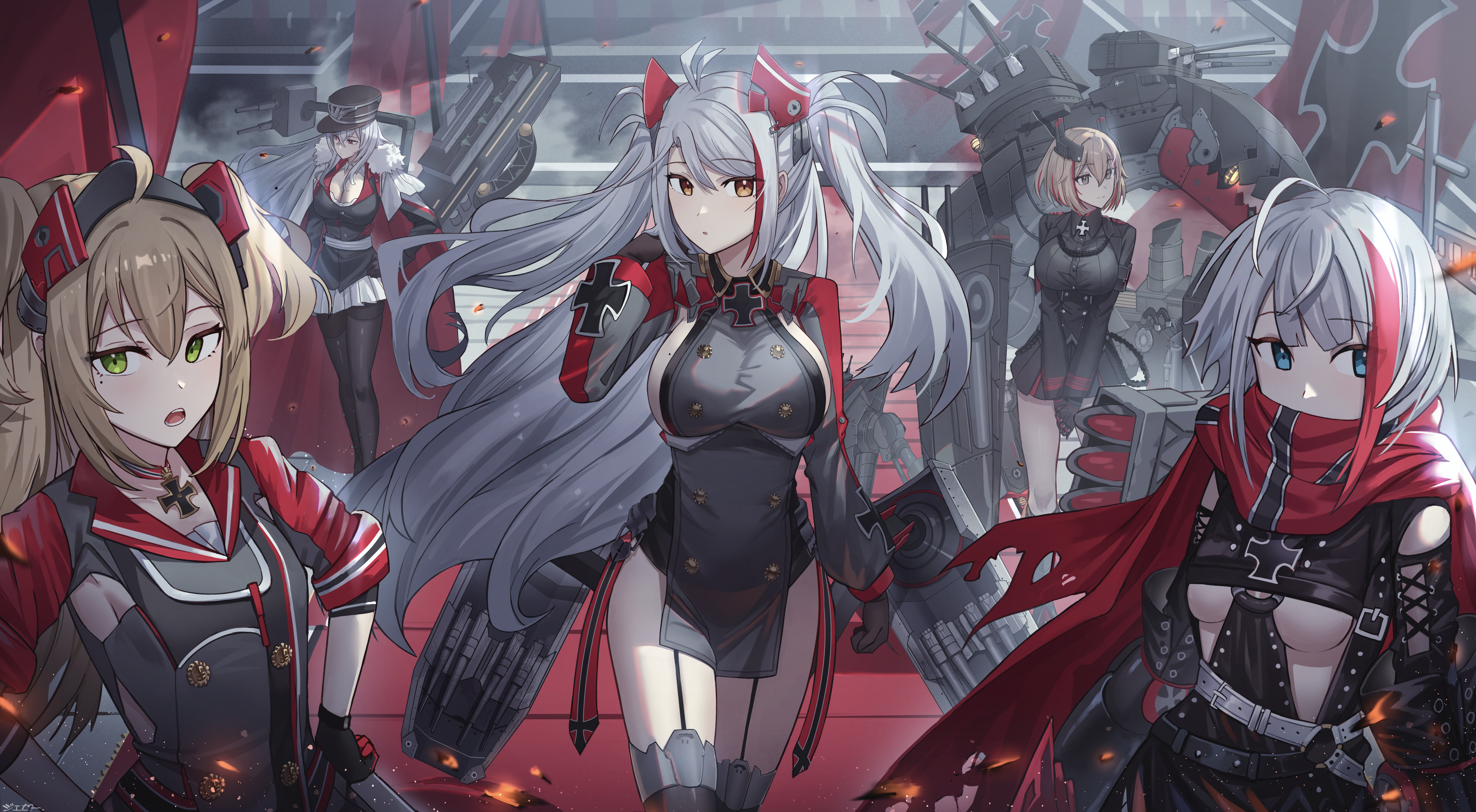Azur Lane characters Roon, Admiral Hipper, Graf Zeppelin, Admiral Graf Spee, Prinz Eugen HD Wallpaper