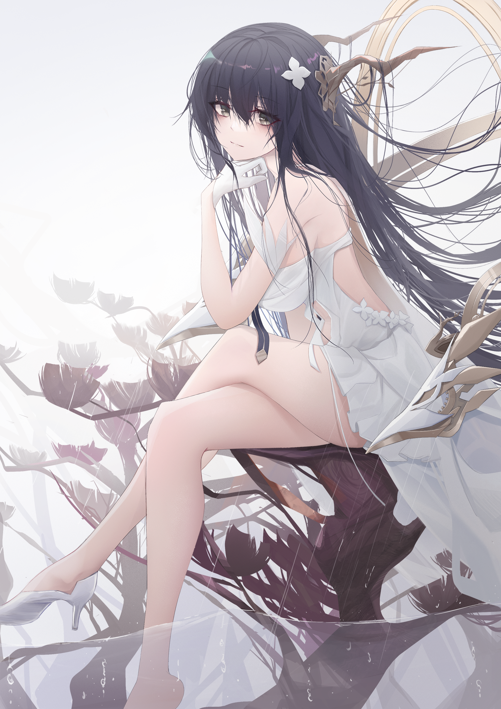 Azur Lane: Indomitable in a white dress HD Phone Wallpaper