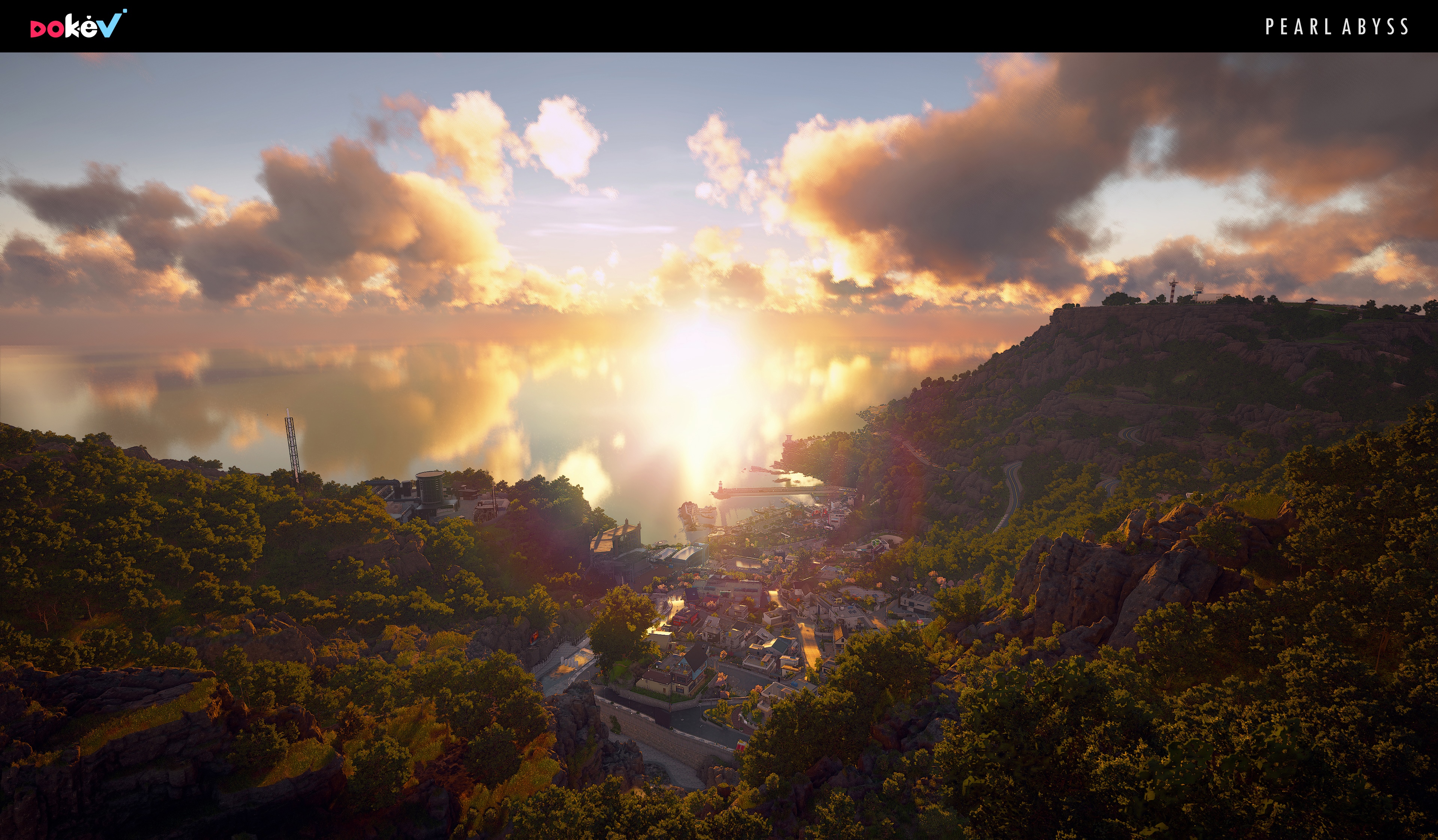 4K DokeV Pearl Abyss Sunset Over Cityscape HD Wallpaper