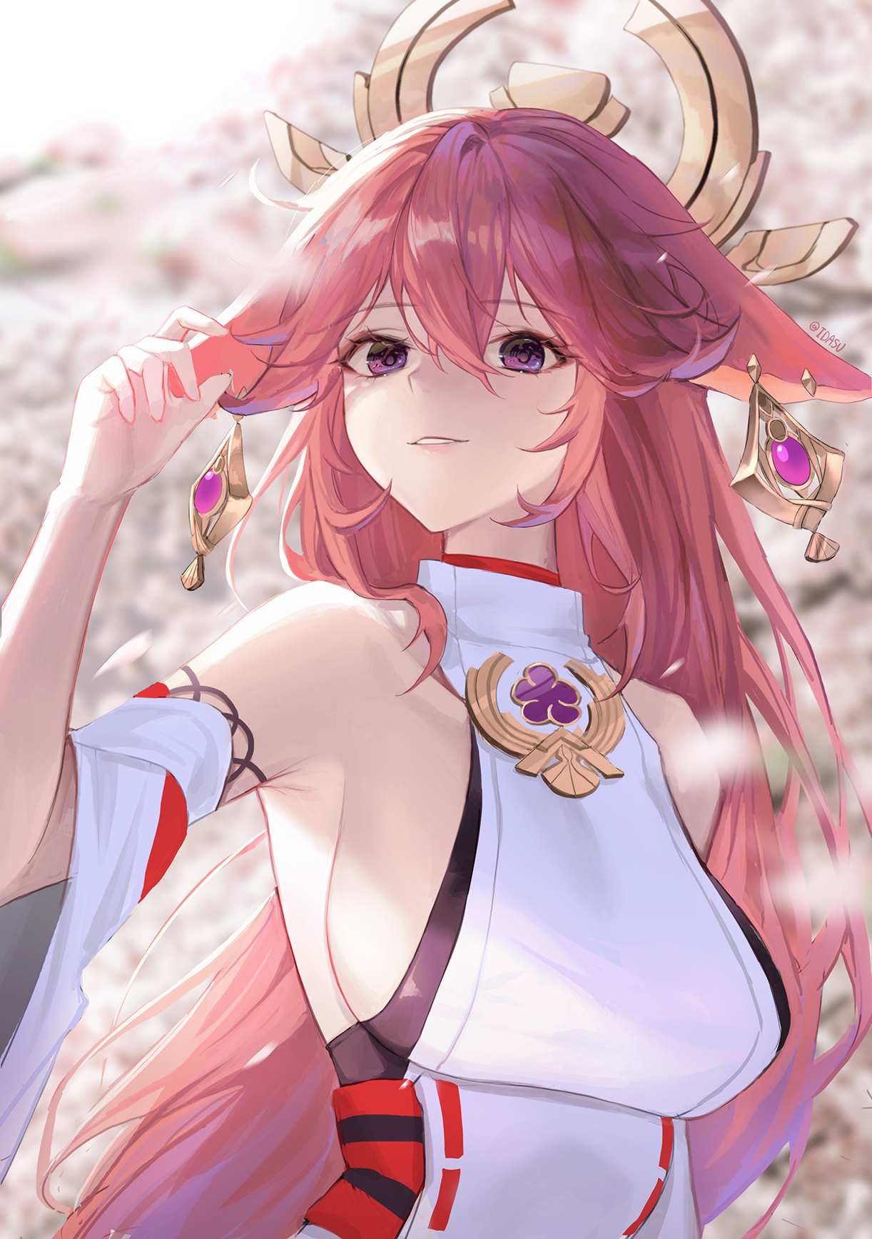 Yae Miko from Genshin Impact with pink hair HD Phone Wallpaper